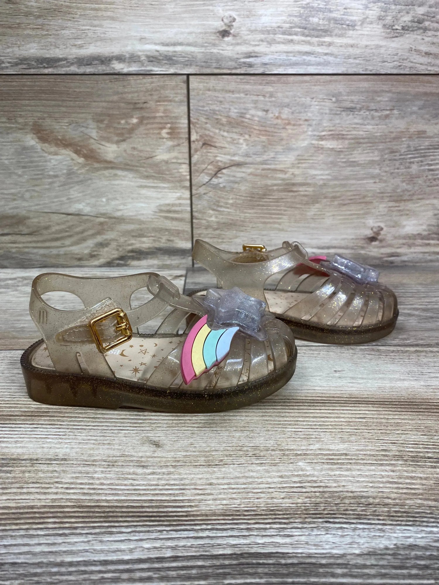 Mini Melissa Glitter Fisherman Jelly Sandals sz 8c - Me n Mommy To Be