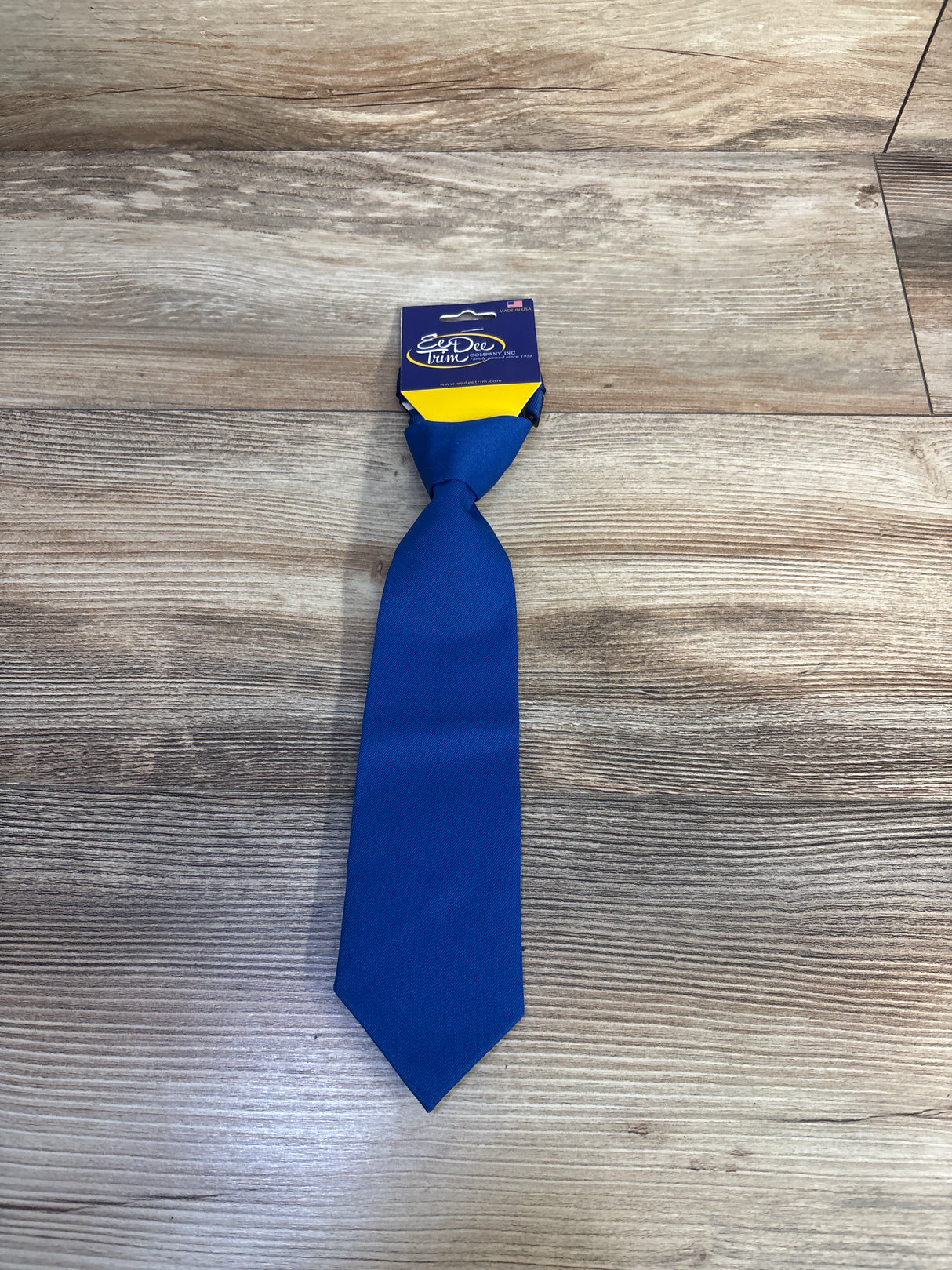 NEW Ee Dee Trim Cip-On Solid Blue Tie