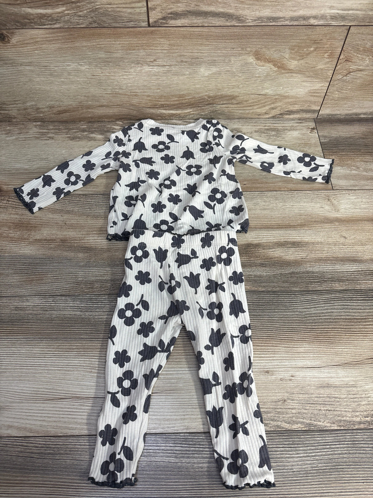 Cat & Jack 2pc Floral Ribbed Set Beige sz 6-9m