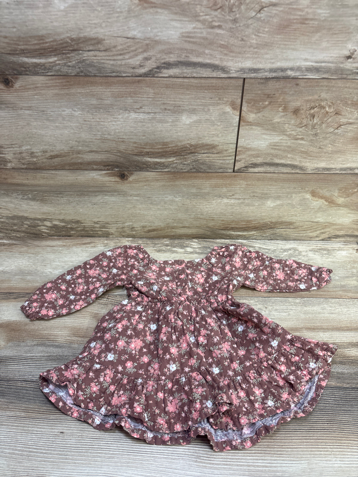 Little Lass Floral Long Sleeve Dress Brown sz 24m