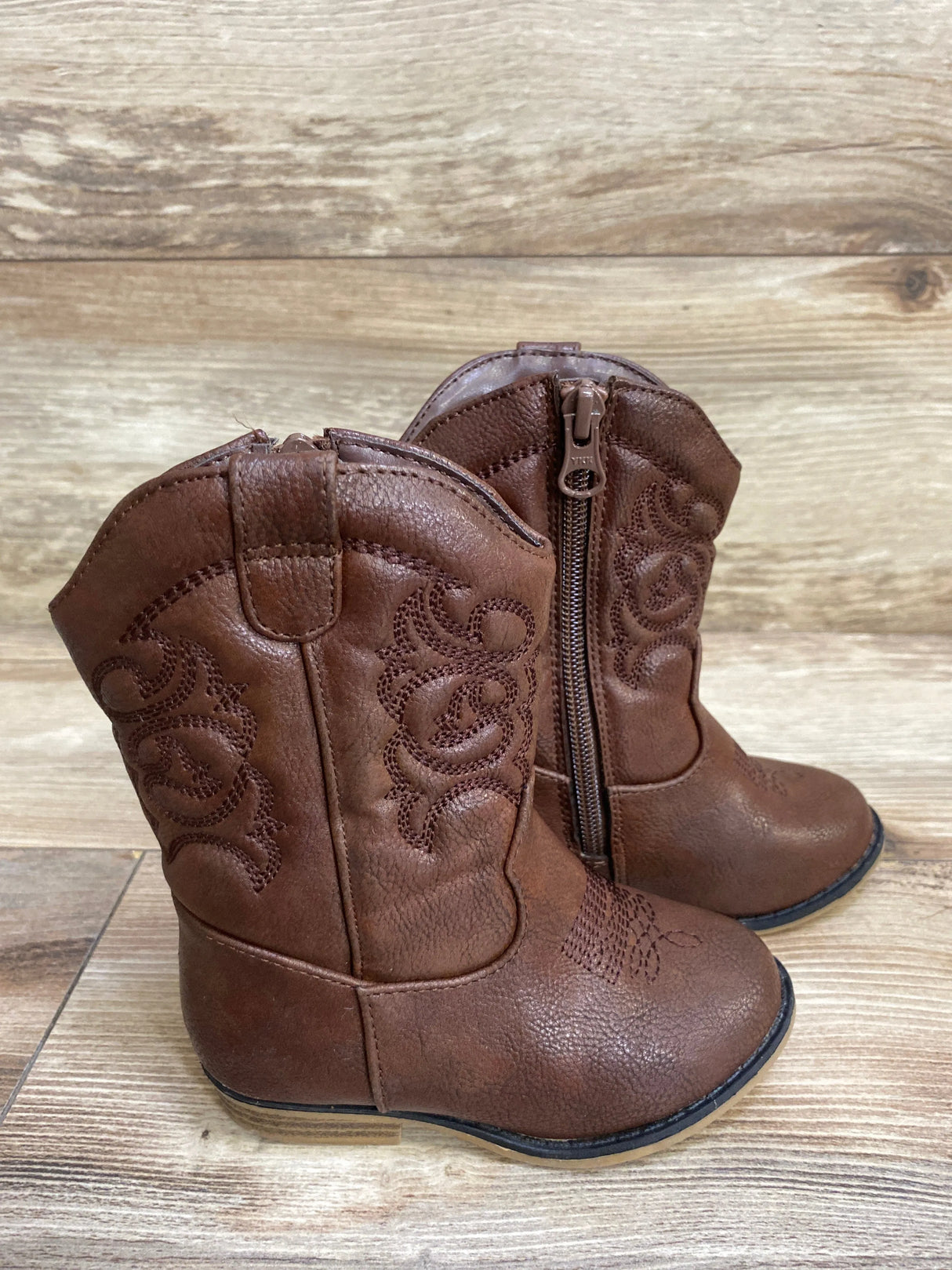 Cat & Jack Memphis Zipper Western Boots Brown sz 7c