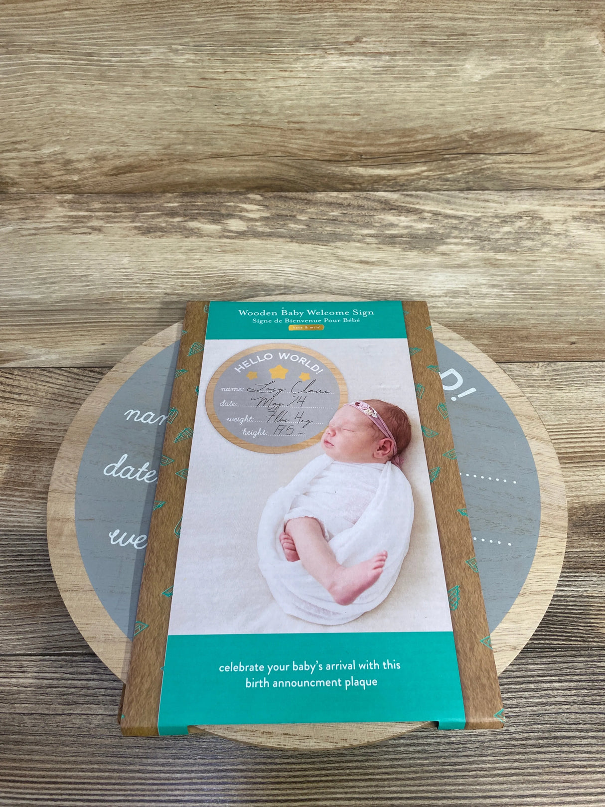 NEW Kate & Milo Wooden Baby Welcome Sign