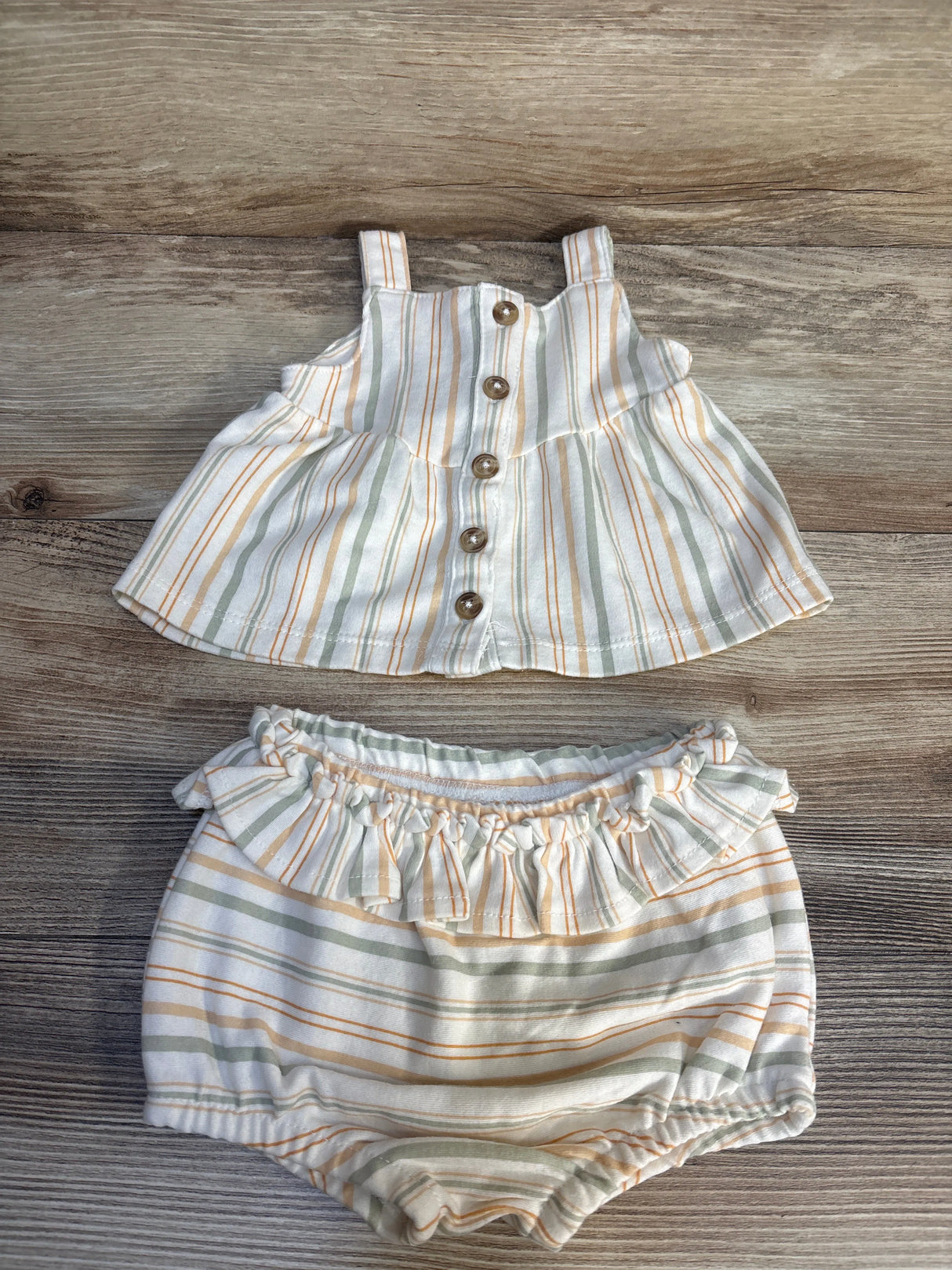 Nicole Miller 2pc Striped Tank Top & Shorts Set White sz 3/6m