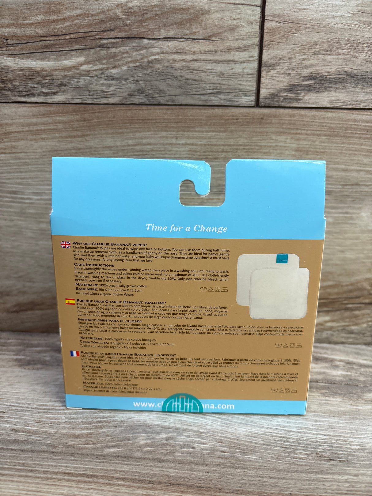 NEW Charlie Banana Organic Cotton Reusable Baby Wipes 10Pk