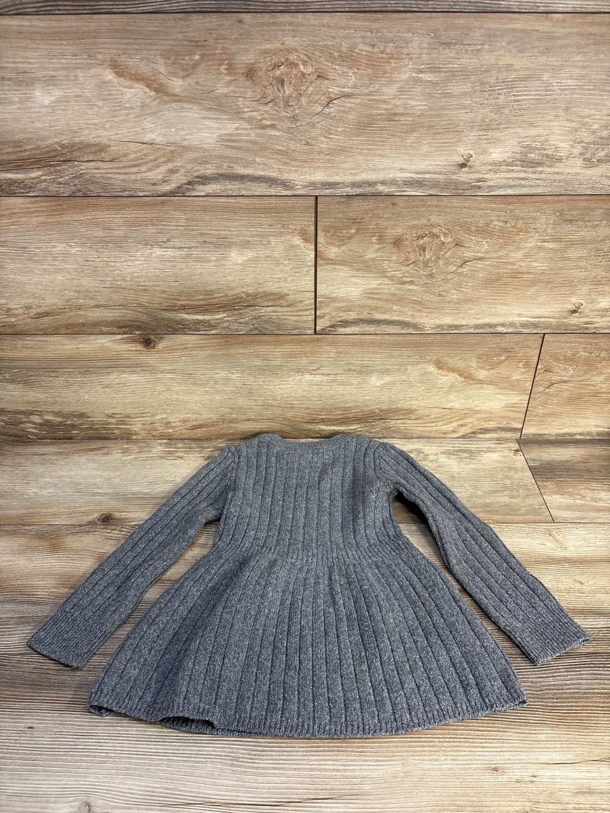 Children's Place Long Sleeve Bow Ribbed Sweater Dress Grey sz 4T
