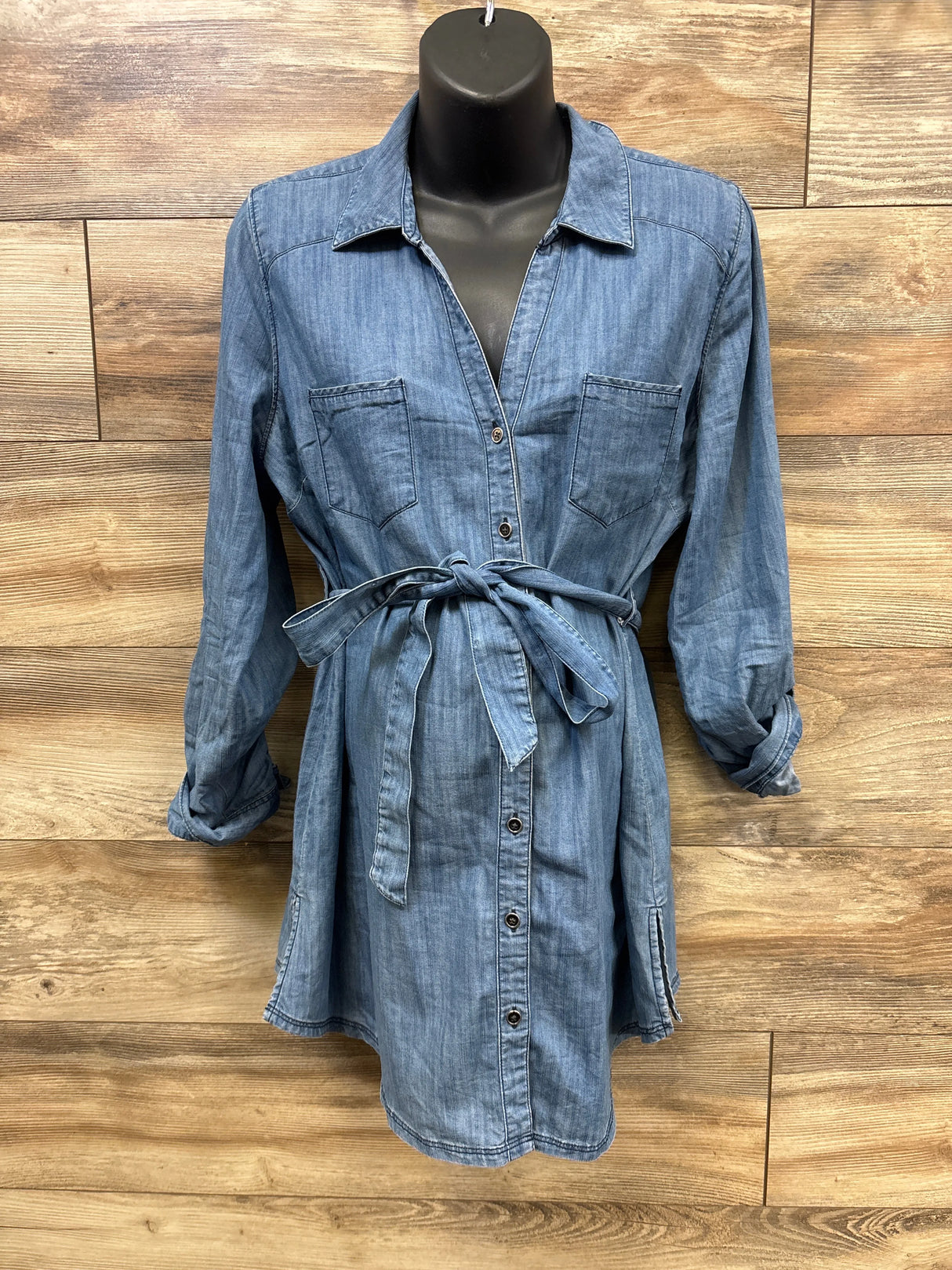 Motherhood Maternity Chambray Button Up Shirt Blue sz Large