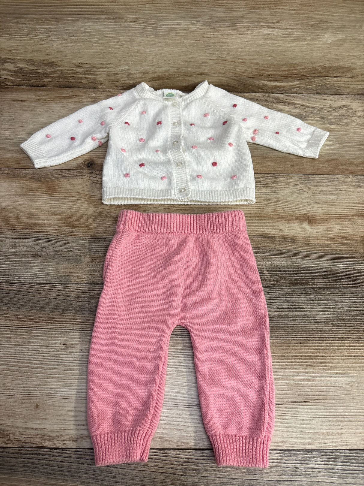 Little Me 2pc Textured Button Front Cardigan & Bottoms Set White sz 3m