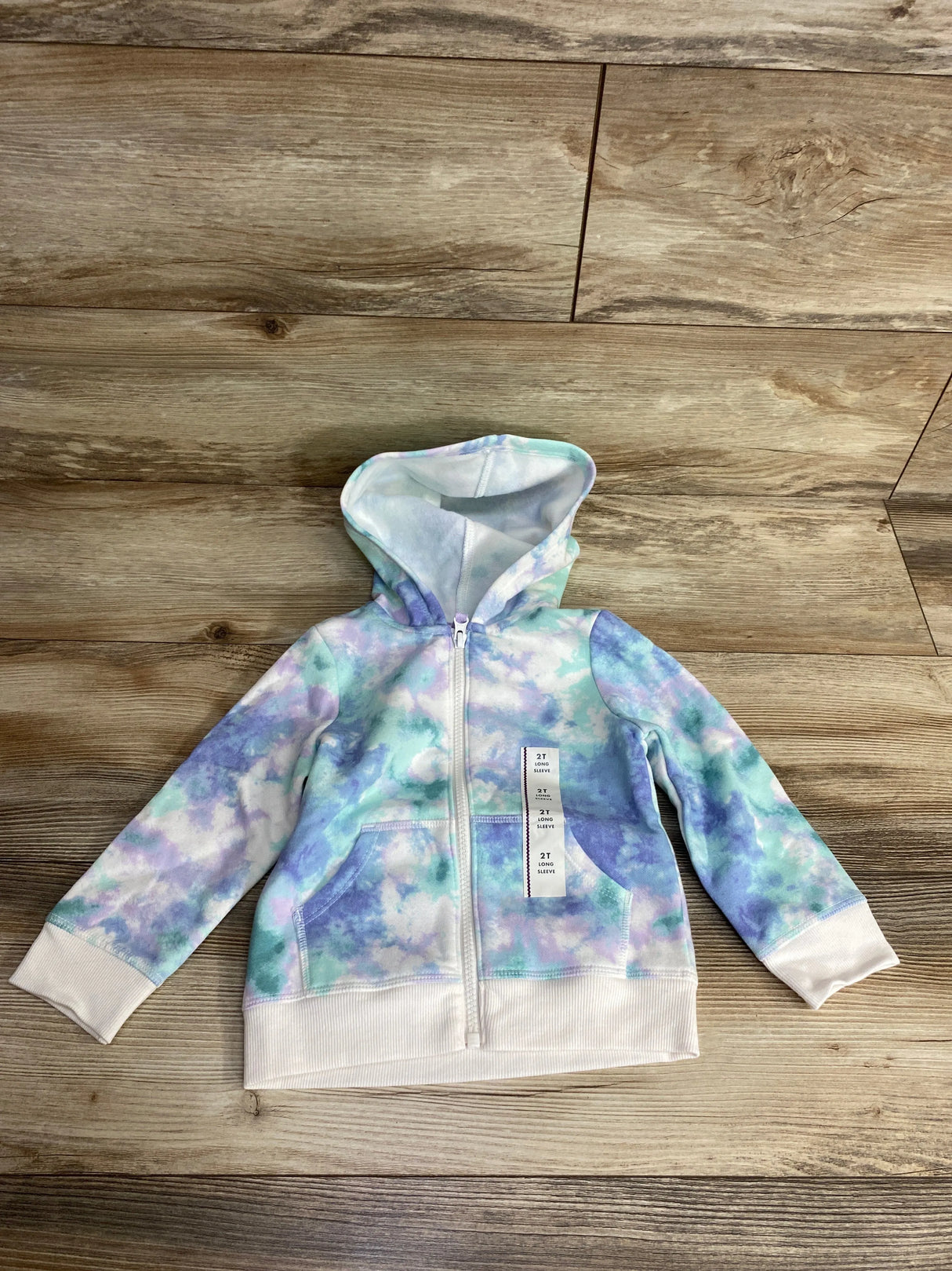 NEW Cat & Jack Tie-Dye Full Zip Hoodie White sz 2T