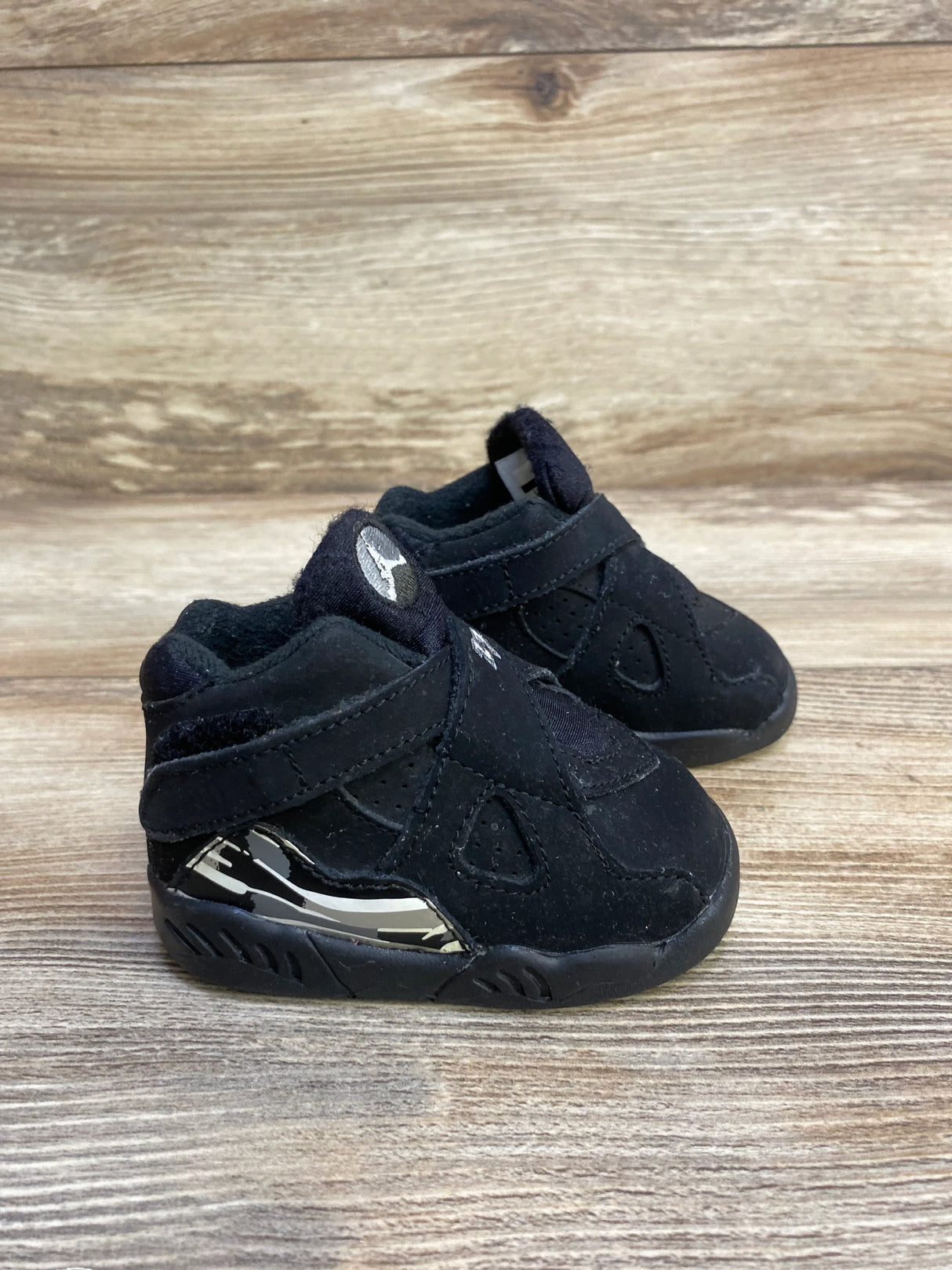 Air Jordan 8 Retro BT 'Chrome' Sneakers, Black sz 3c