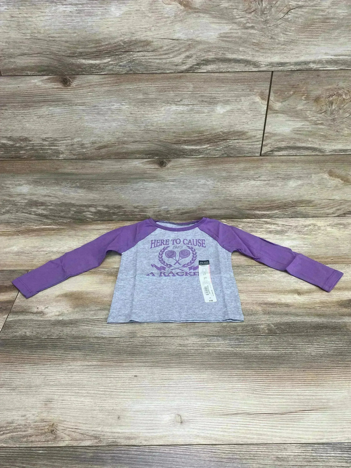 NEW Okie Dokie Here To Cause A Racket Purple/Grey Shirt sz 2T - Me n Mommy To Be