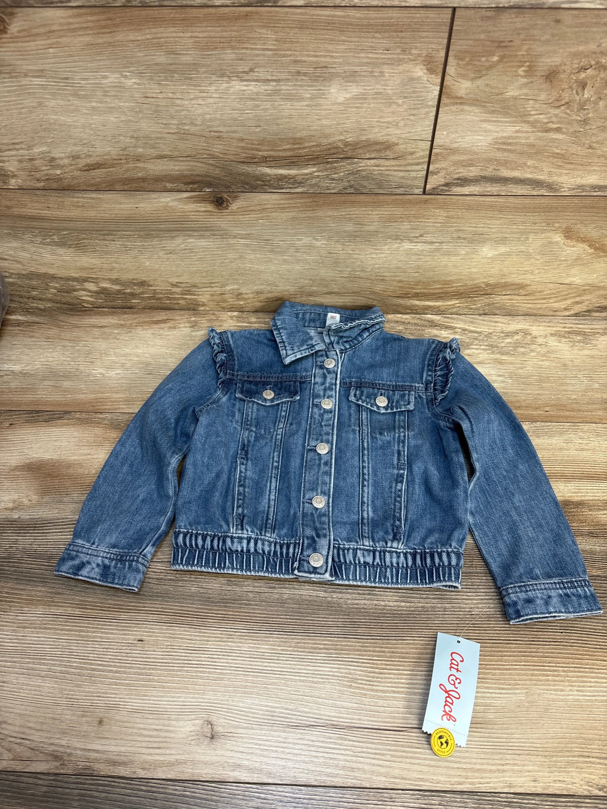 NEW Cat & Jack Ruffle Denim Jacket Blue sz 4T
