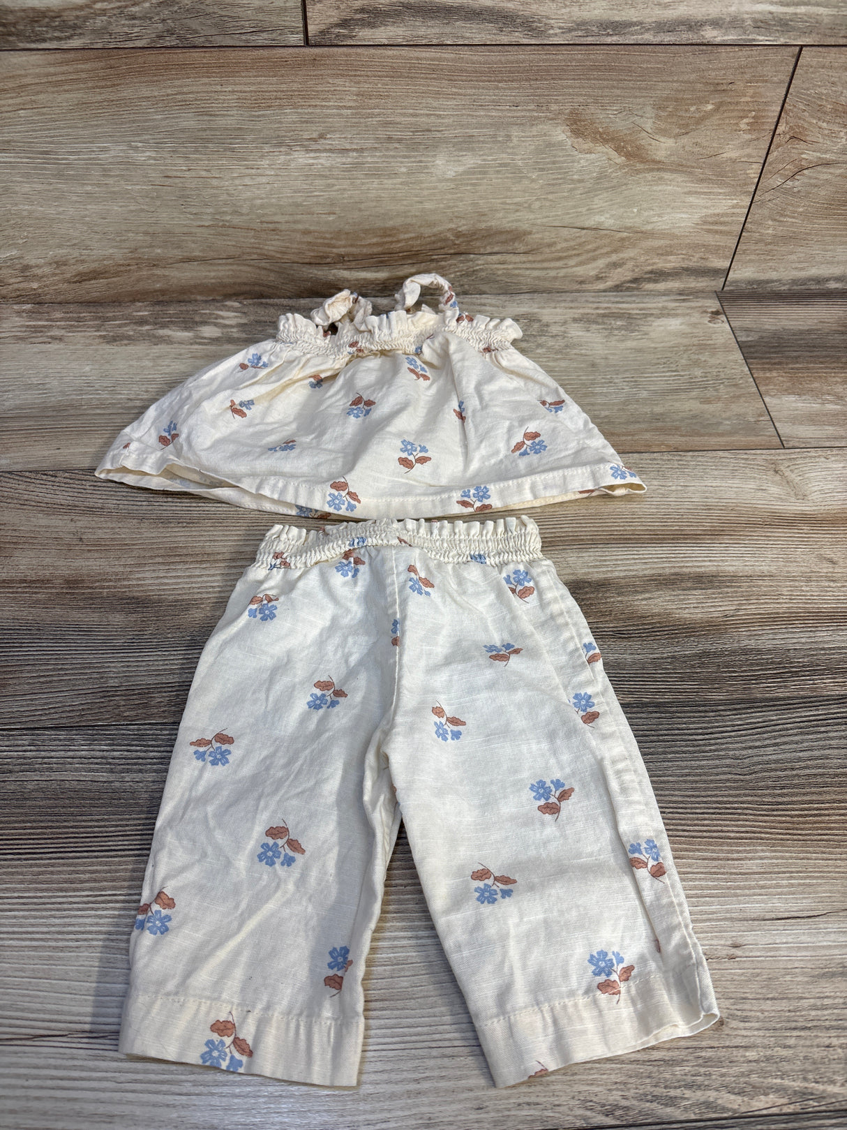 Carter's 2pc Floral Textured Tank & Bottoms Set Beige sz 3m