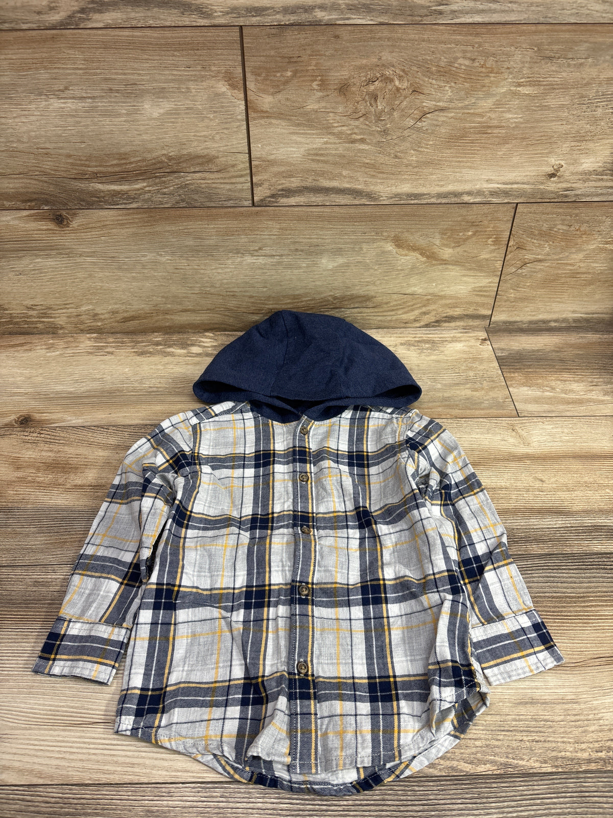 Carter's Hooded Button-Up Flannel Shirt Blue sz 3T