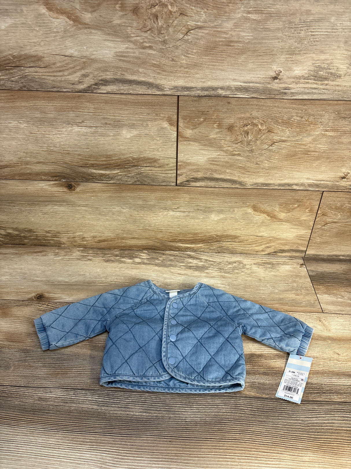 NEW Cat & Jack Chambray Quilted Jacket Blue sz 0-3m