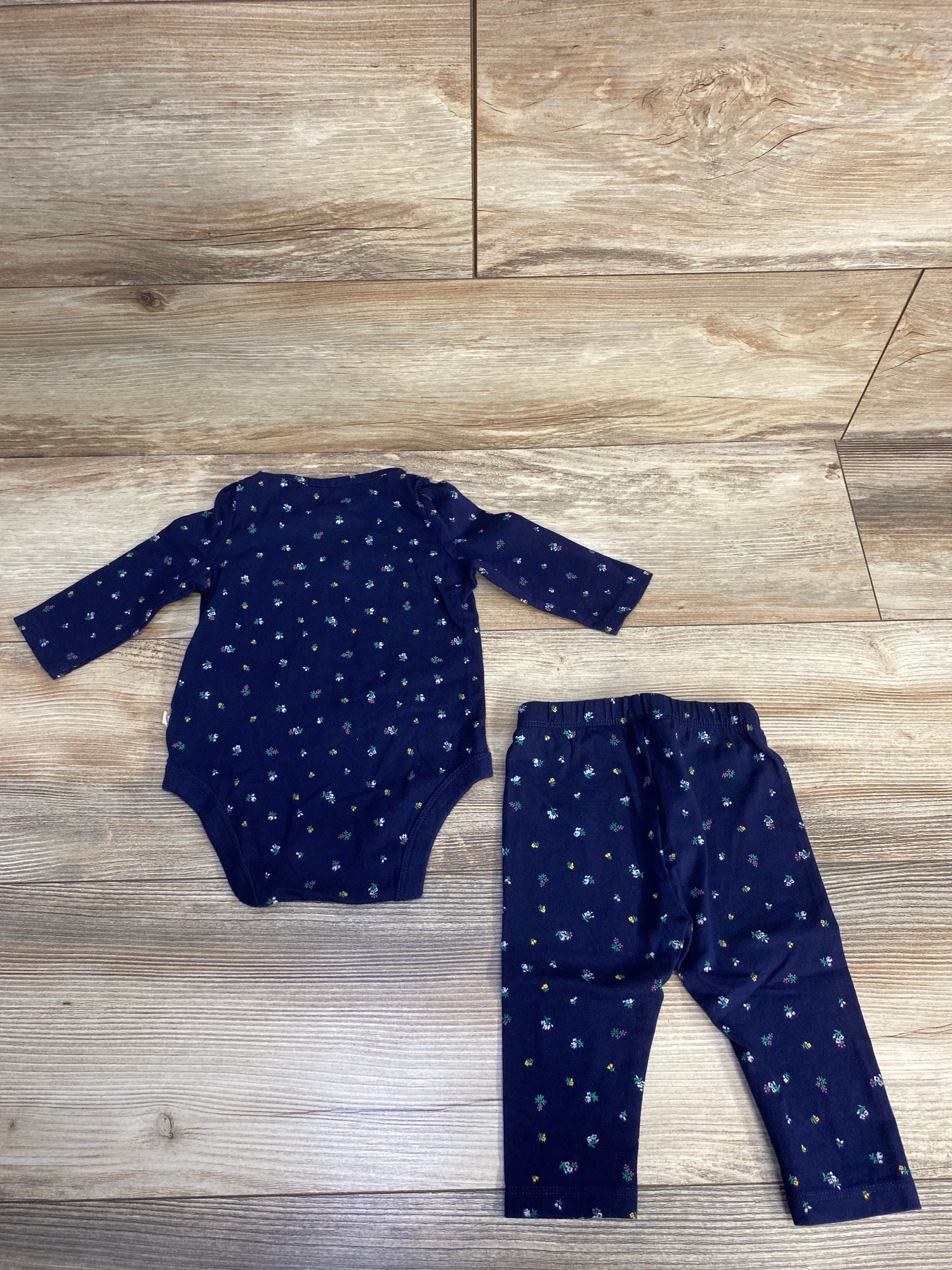 Baby Gap 2pc Floral Bodysuit & Bottoms Set Navy sz 3-6m