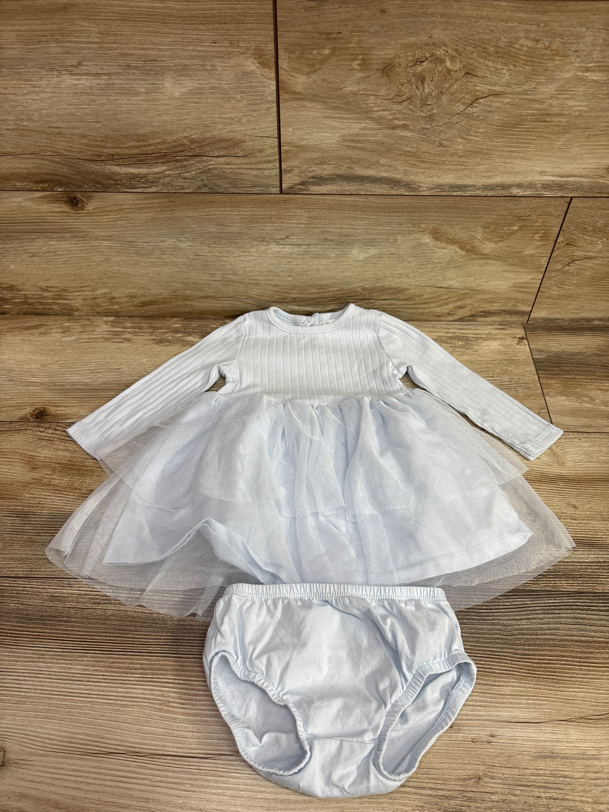 Carter's 2pc Ribbed Long Sleeve Tulle Dress & Bloomers Blue sz 12m