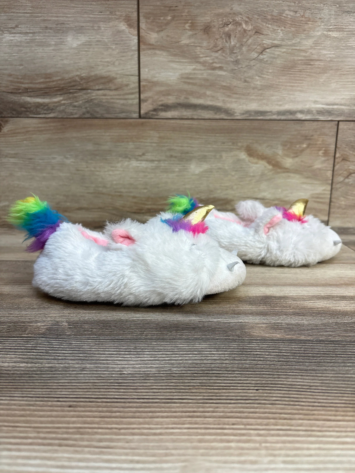 Faux Fur Unicorn Slippers sz 11/12c