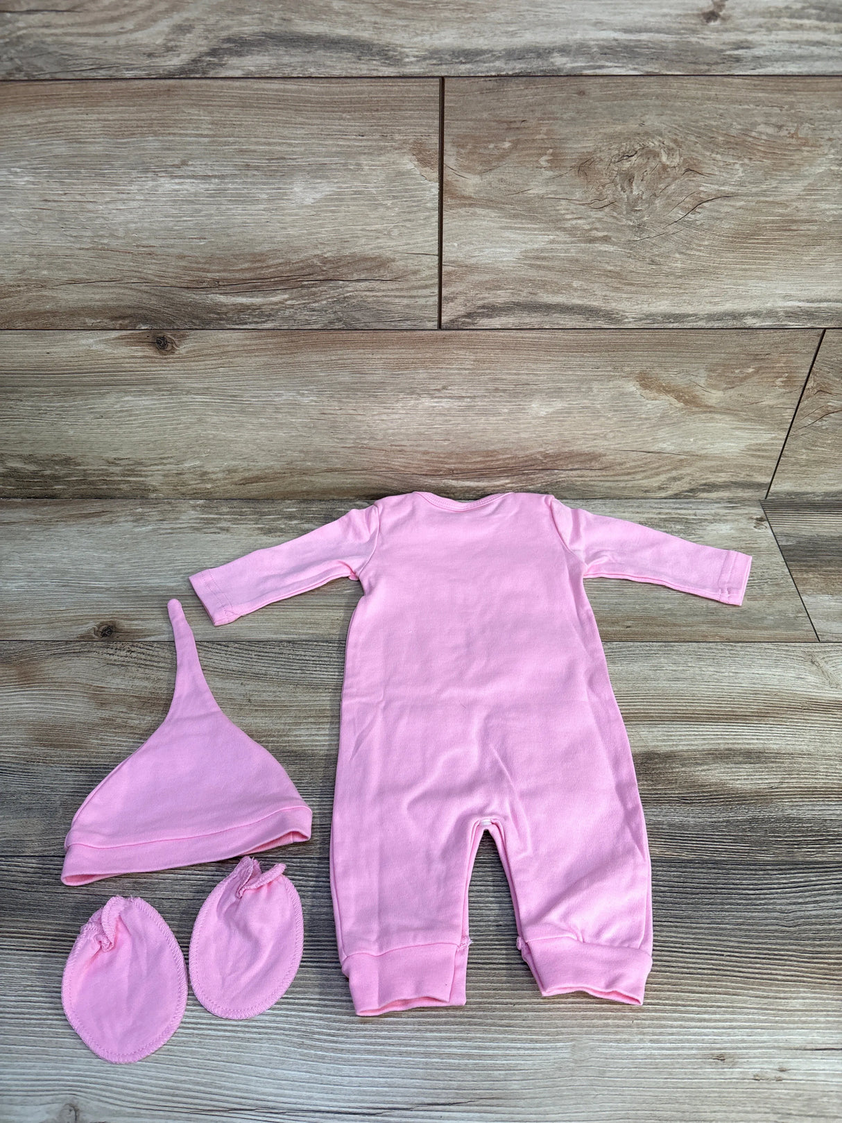 3pc 'Hi I'm New Here' Coverall, Hat, & Mittens Set Pink sz 0-3m