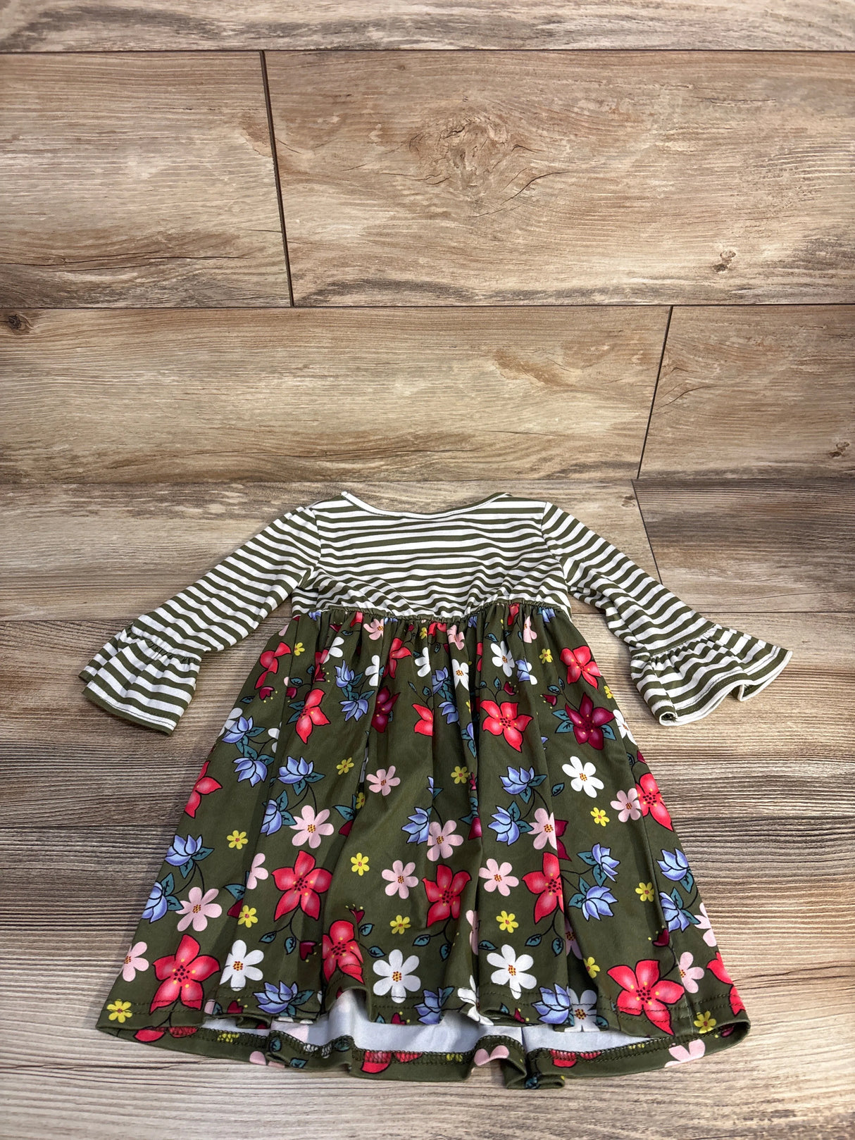 Blueberi Boulevard Striped Long Sleeve Dress Green sz 24m