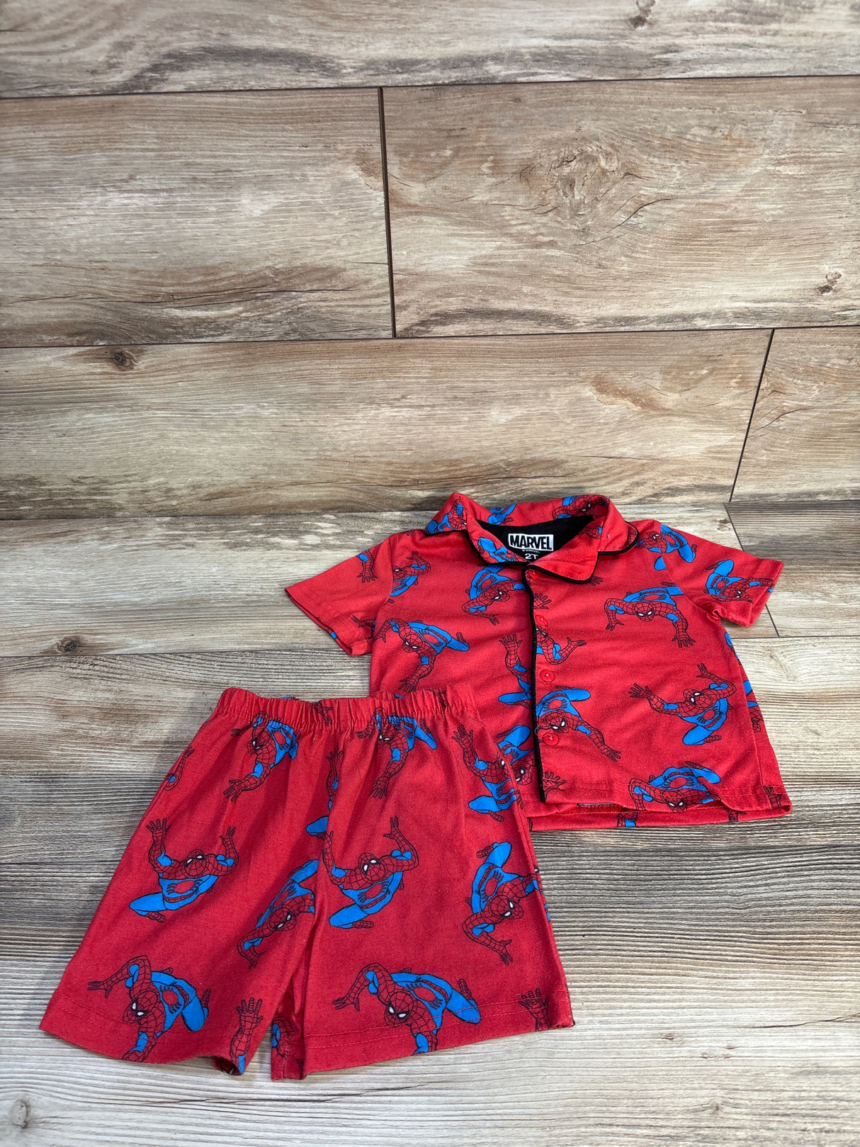 Marvel Spider-Man 2pc Coat Style Pajama Set Red sz 2T
