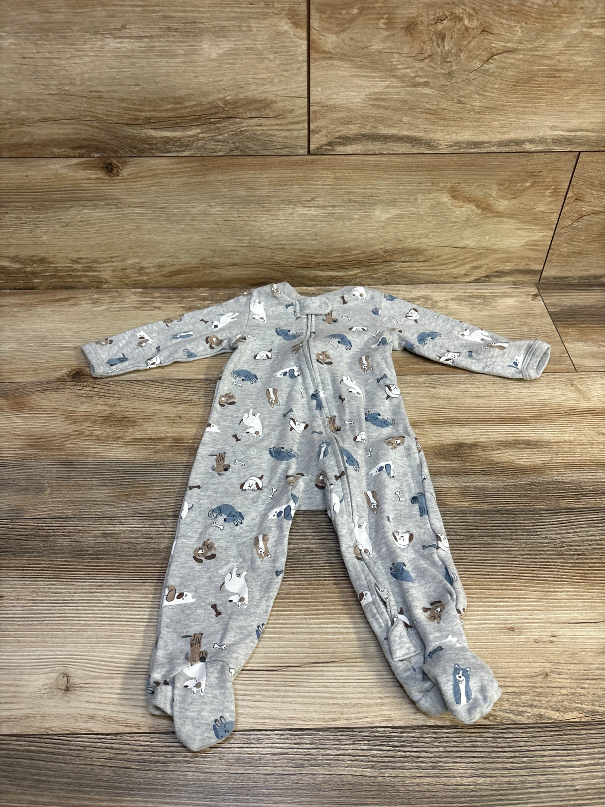 Lullaby Lane Dog Print Sleeper Grey sz 6-9m