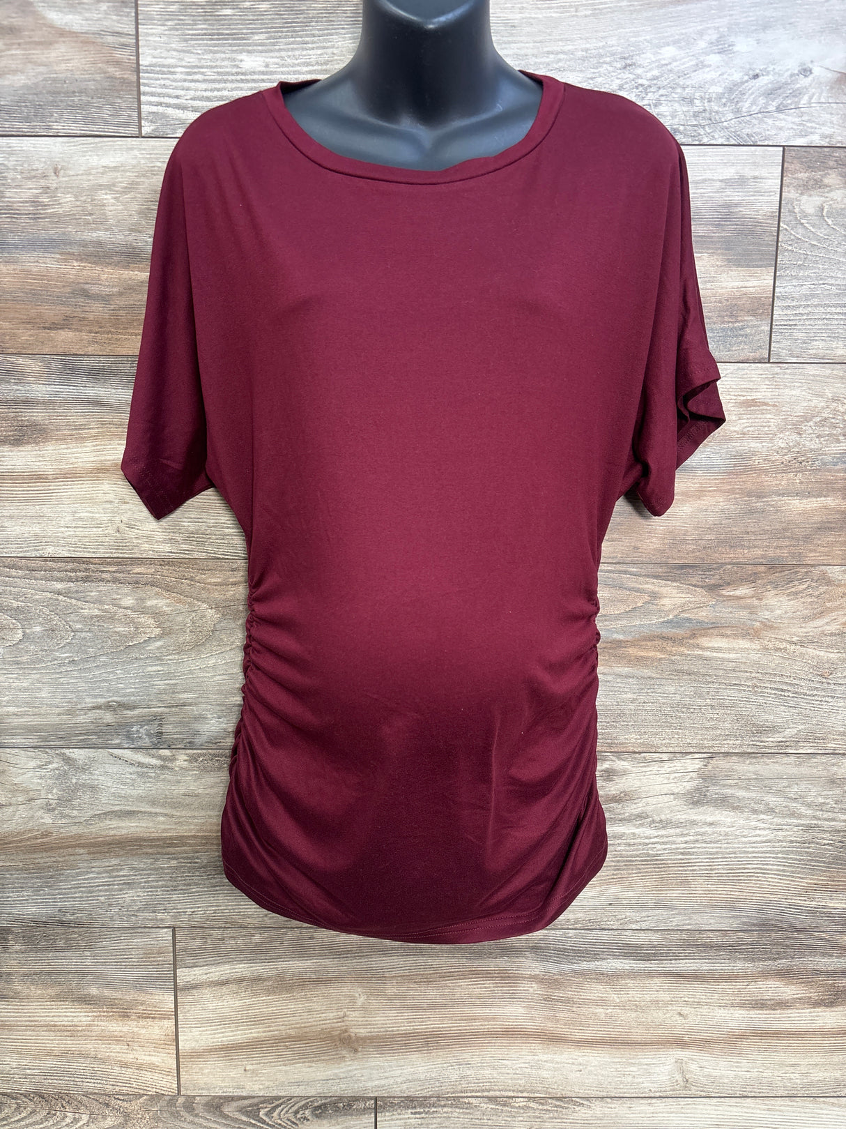 Ekouaer Ruched Short Sleeve Shirt Red sz Medium