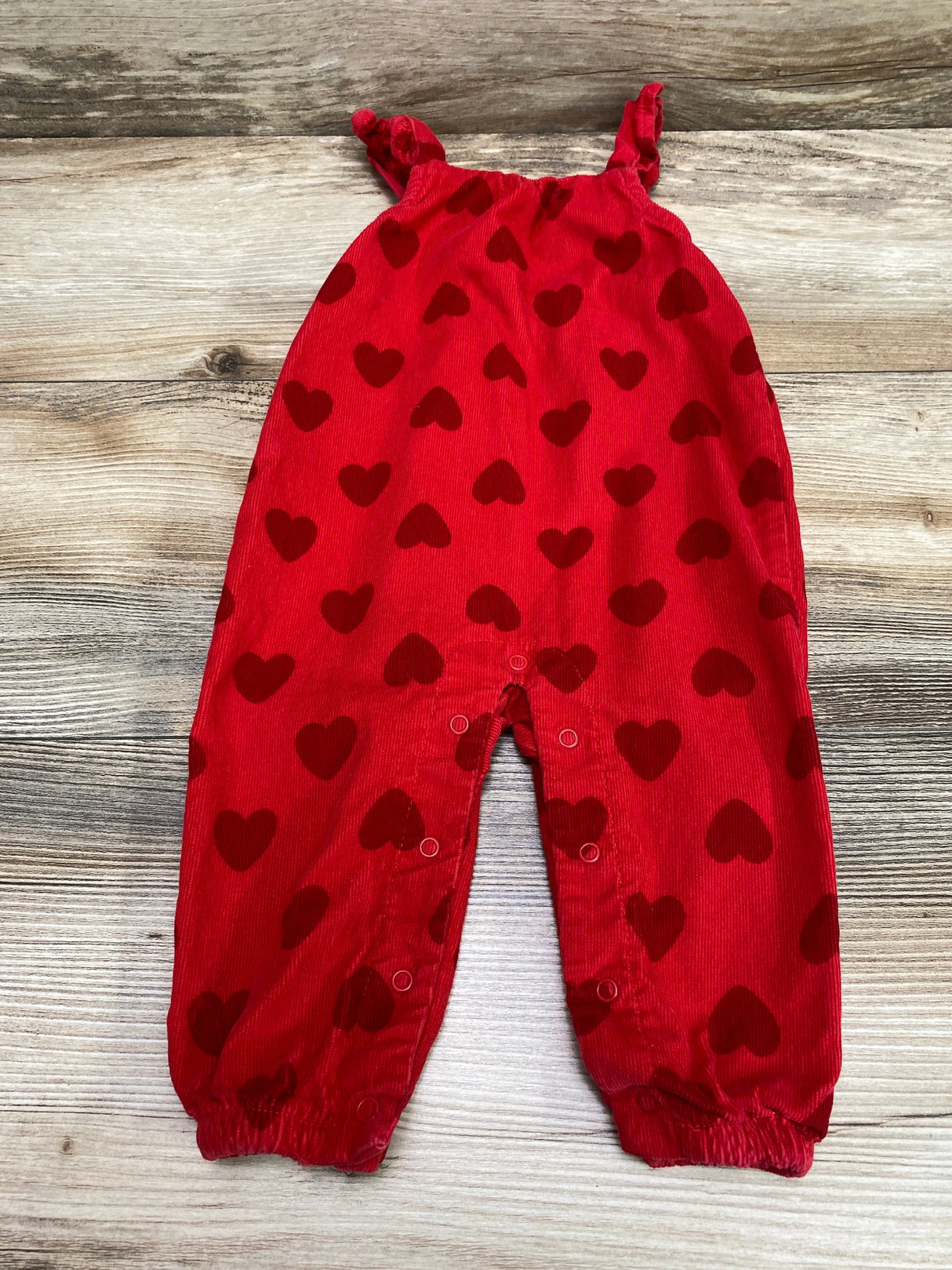 Cat & Jack Corduroy Heart Print Jumpsuit Red sz 3-6m - Me n Mommy To Be