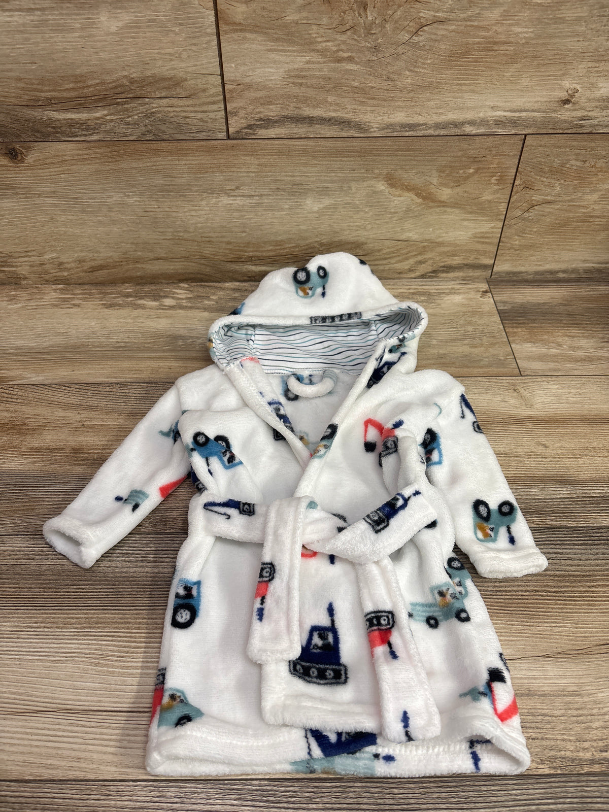 Plush Hooded Bath Robe White sz 0-9m