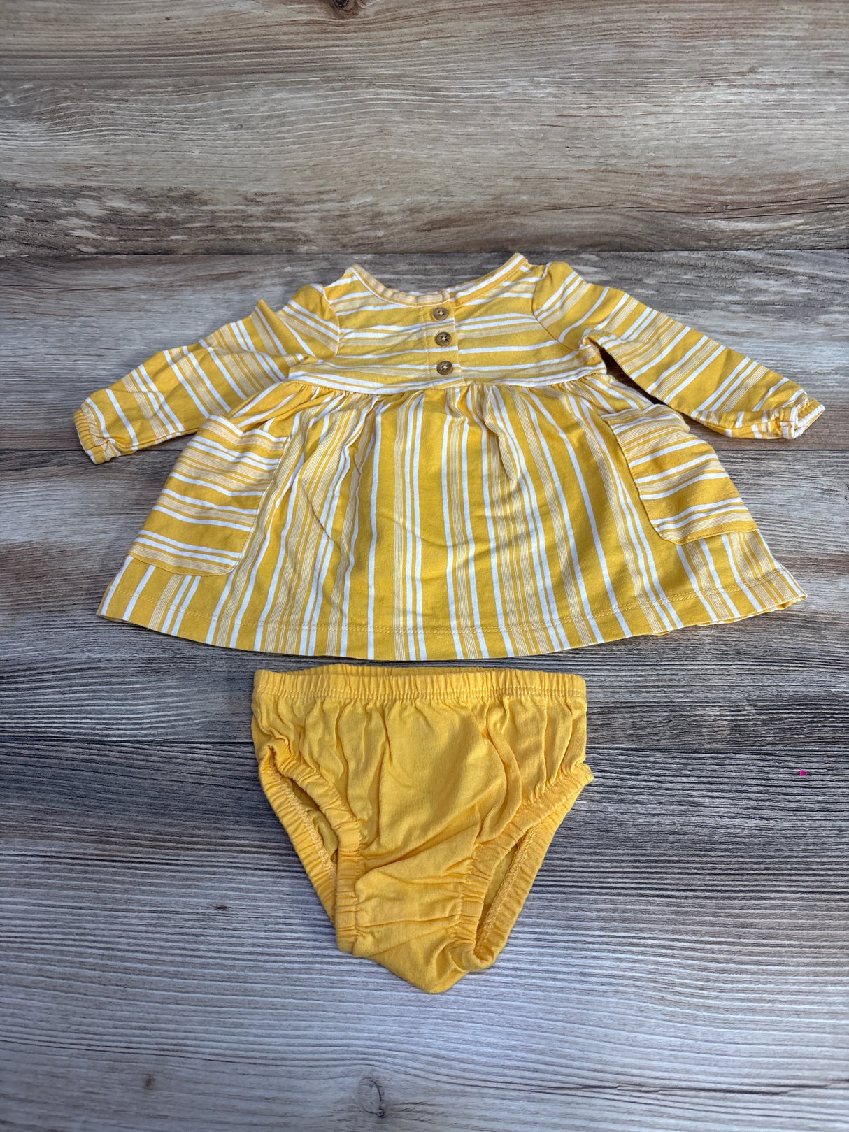Carter's 2pc Striped Henley Striped Dress & Bloomers Yellow sz 3m - Me n Mommy To Be