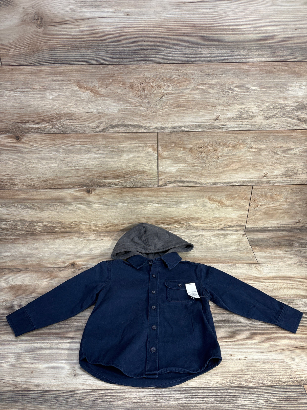 NEW Old Navy Hooded Button-Front Twill Shirt in Navy sz 3T