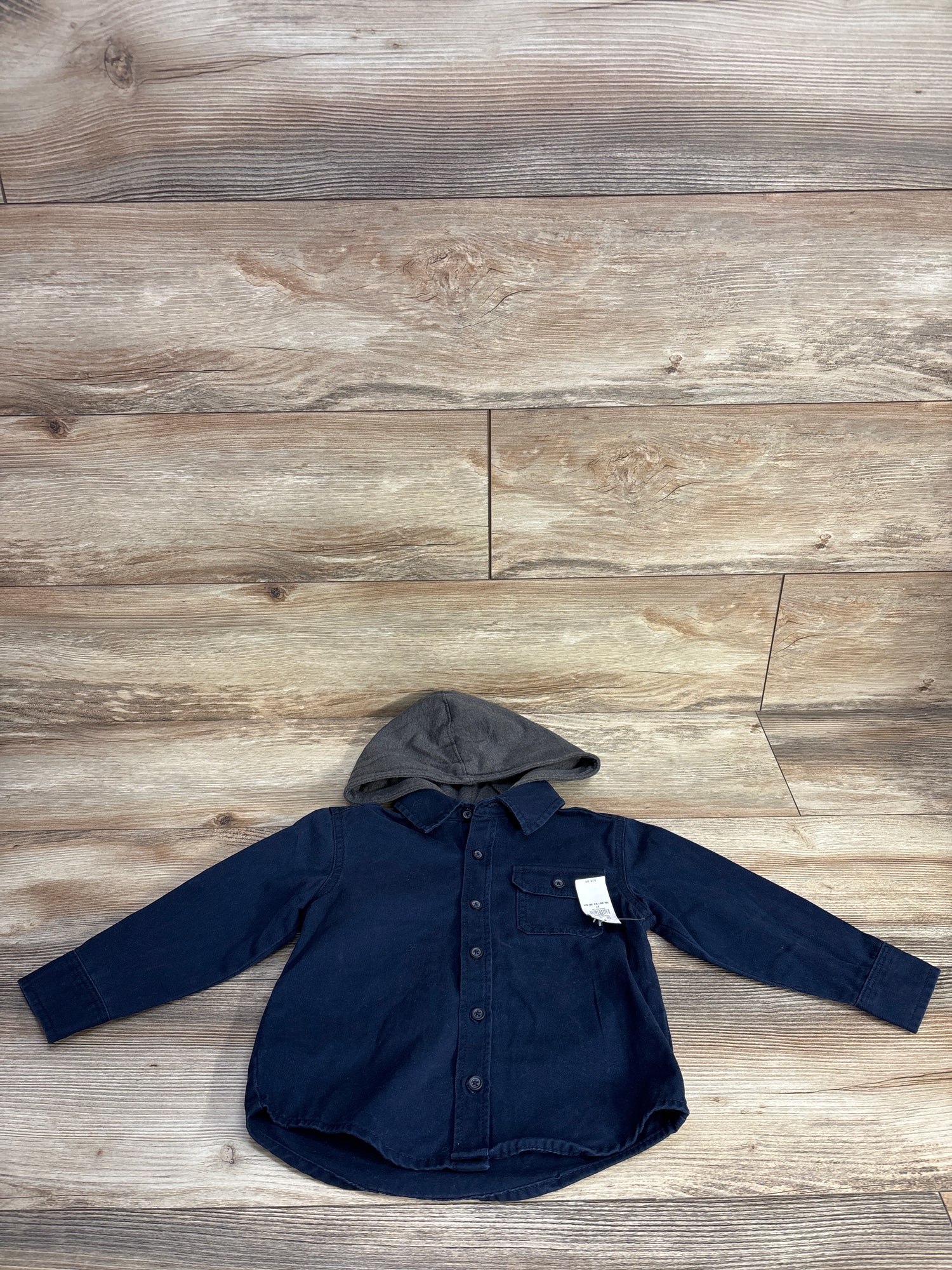 NEW Old Navy Hooded Button-Front Twill Shirt in Navy sz 3T