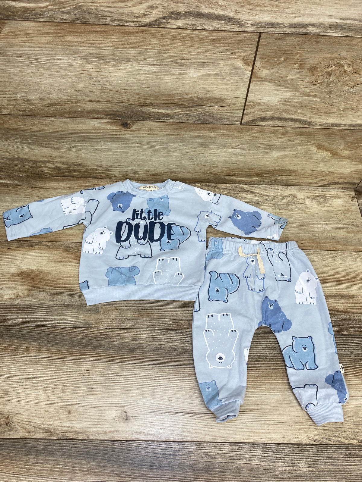 Kit + Pearl 2pc Little Dude Sweatshirt & Joggers Set Blue sz 6-9m