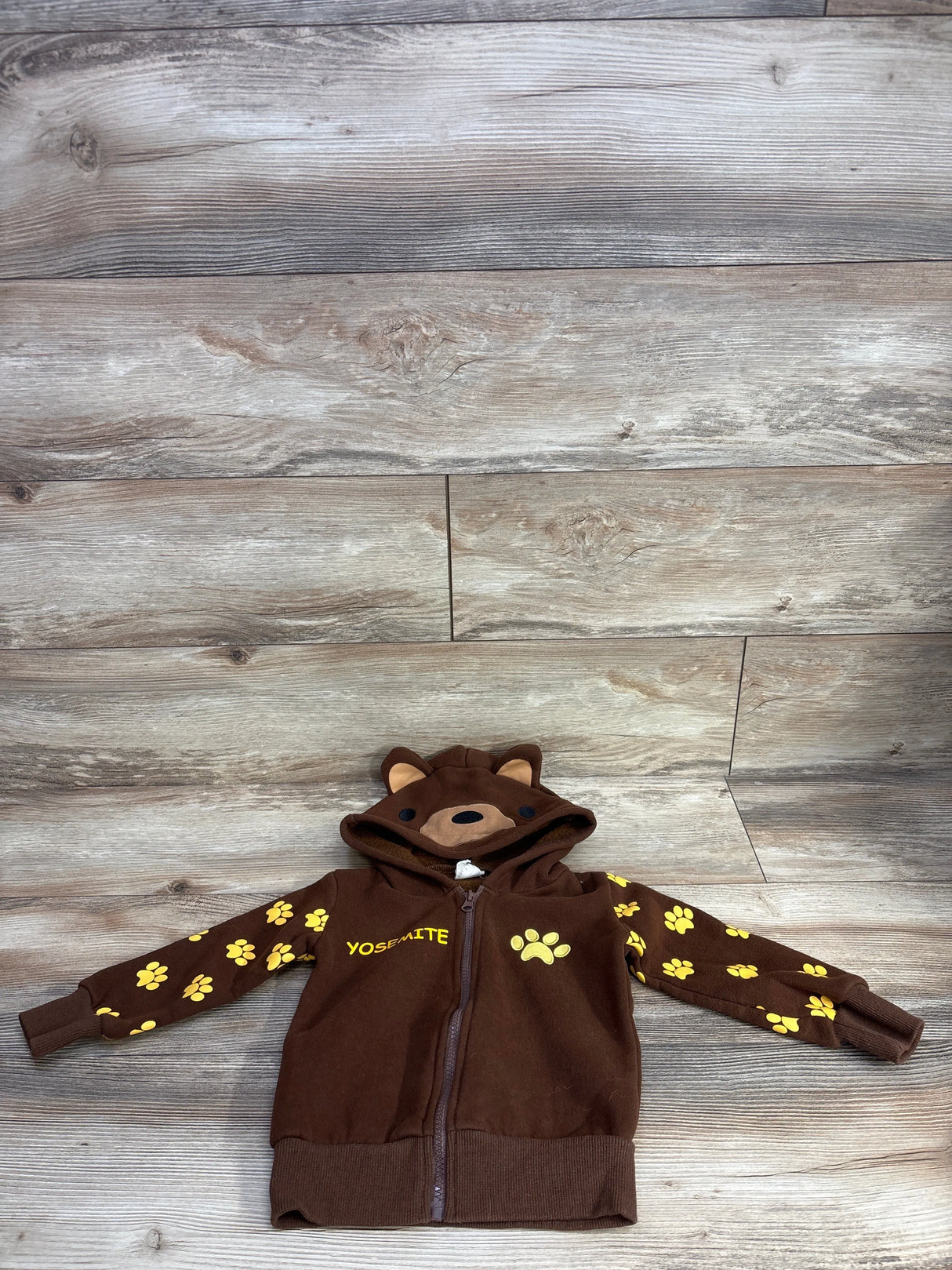 Doodle Plant Yosemite Bear Full Zip Hoodie Brown sz 2T
