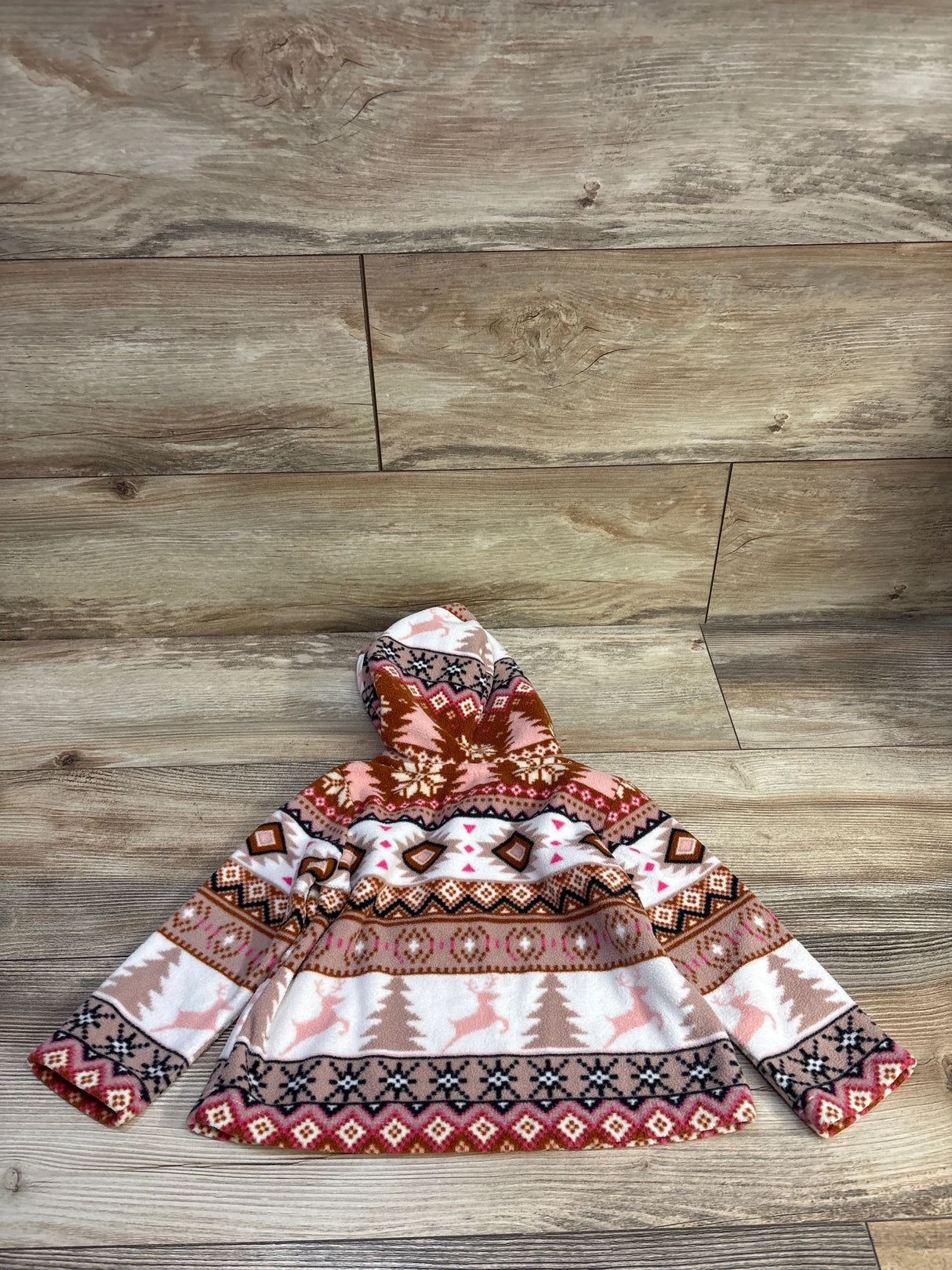 Children's Place Pattern Glacier Microfleece Hoodie Brown sz 18-24m