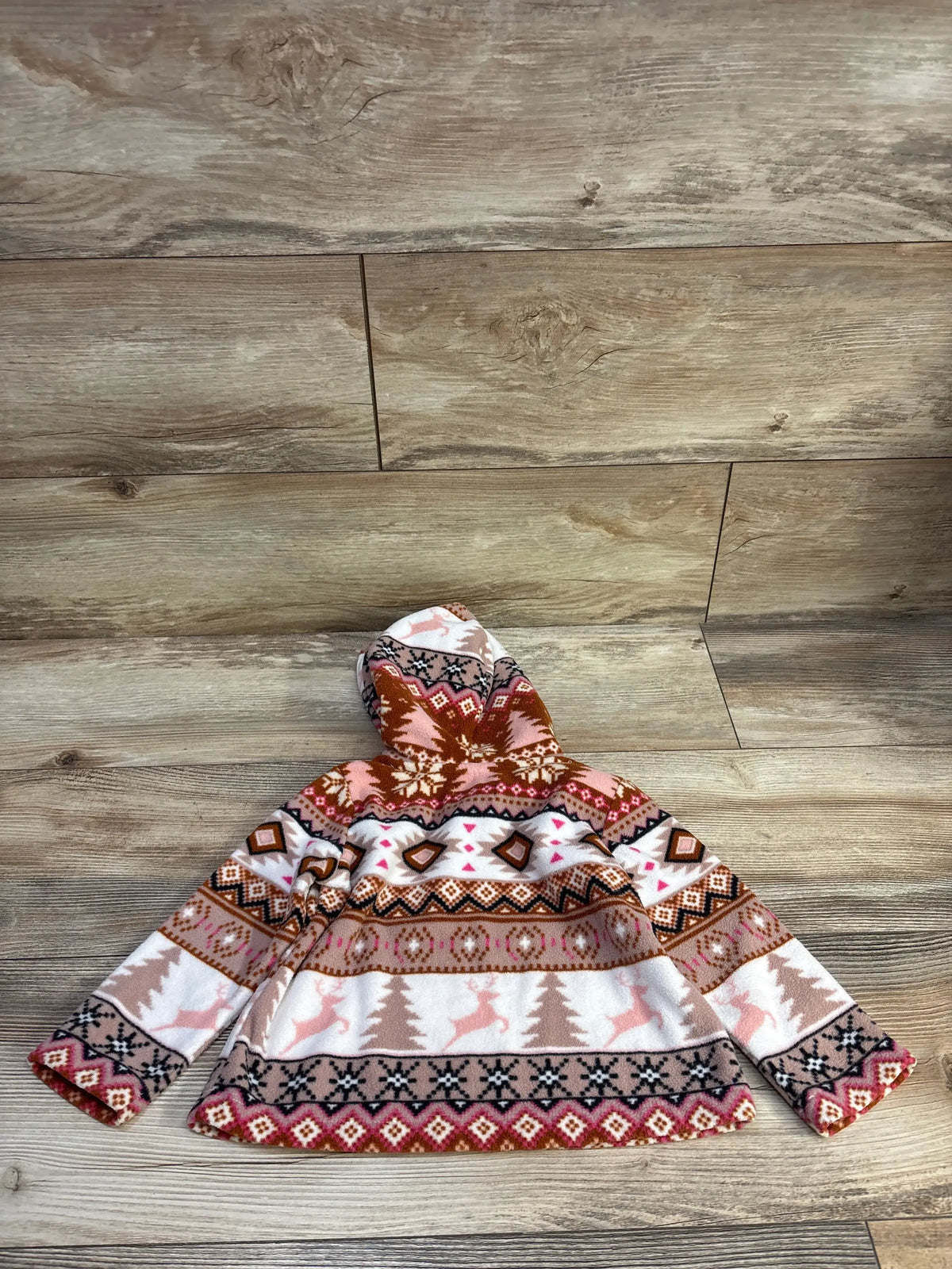 Children's Place Pattern Glacier Microfleece Hoodie Brown sz 18-24m