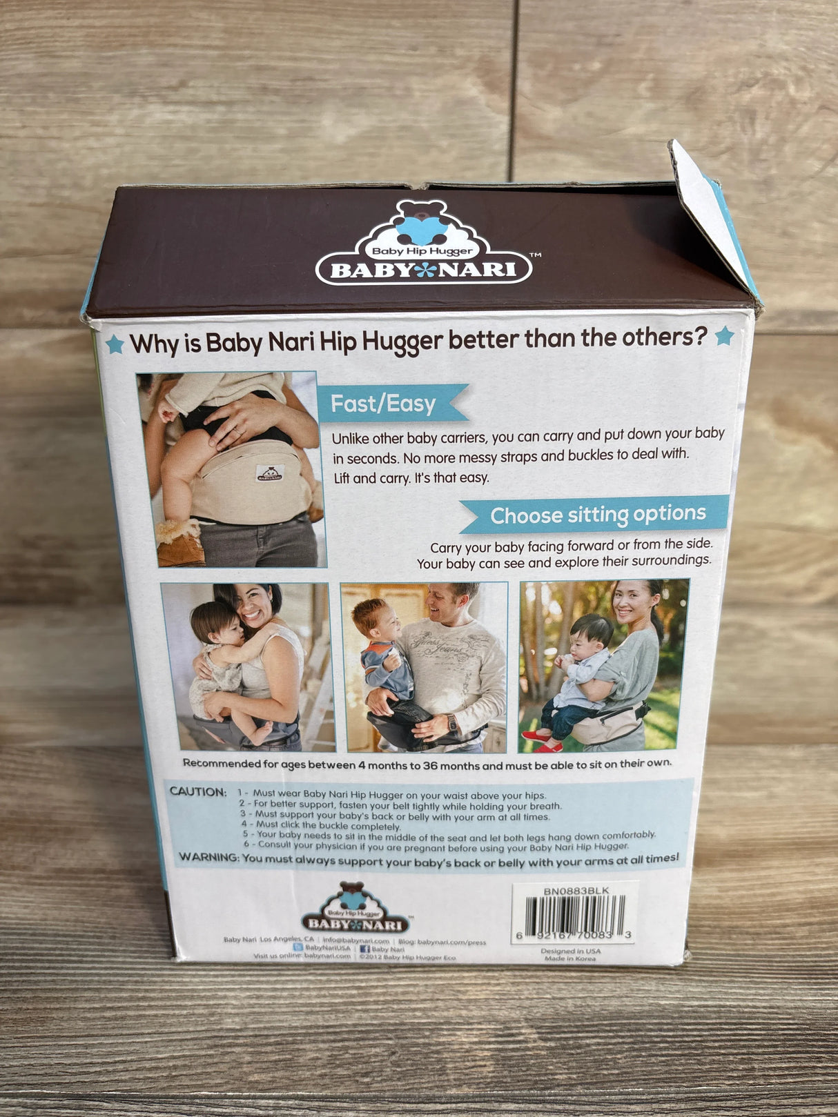 Baby Nari Baby Hip Hugger Hip Carrier, Black 4m-36m