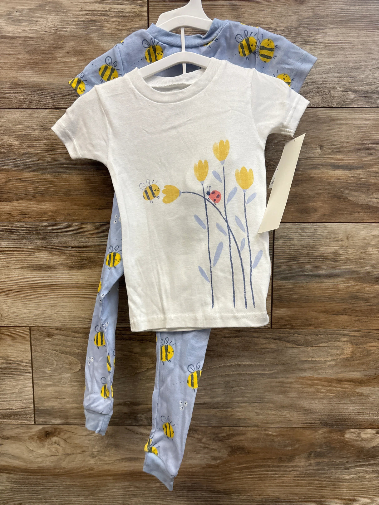 NEW Just One You 4pc Bee Pajama Set White/Blue sz 2T