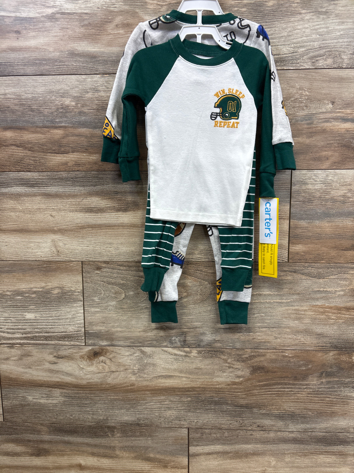 NEW Carter's 4pc Football Pajama Set Emerald sz 12m