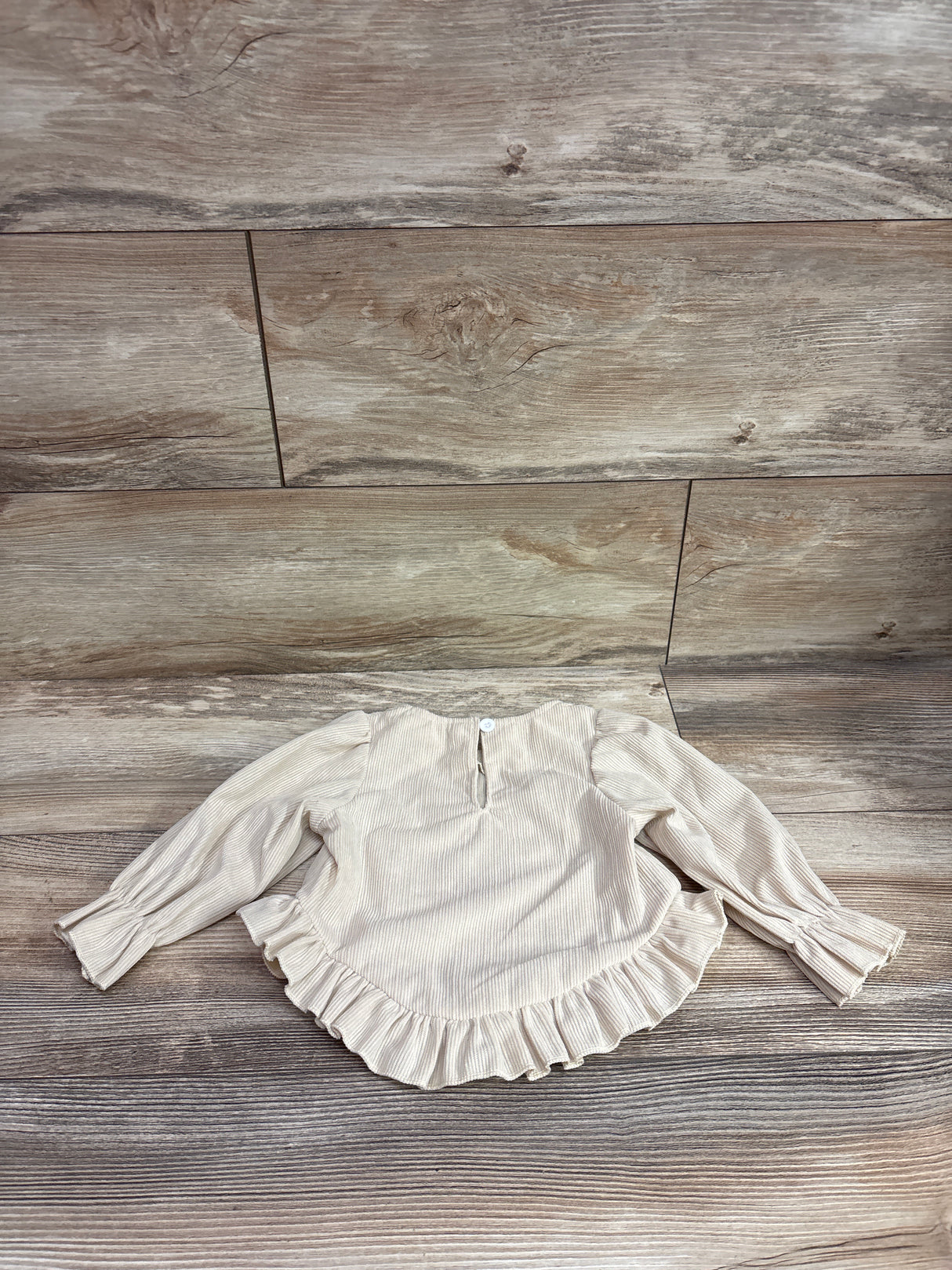 Shein Long Sleeve Ribbed Shirt Beige sz 9-12m