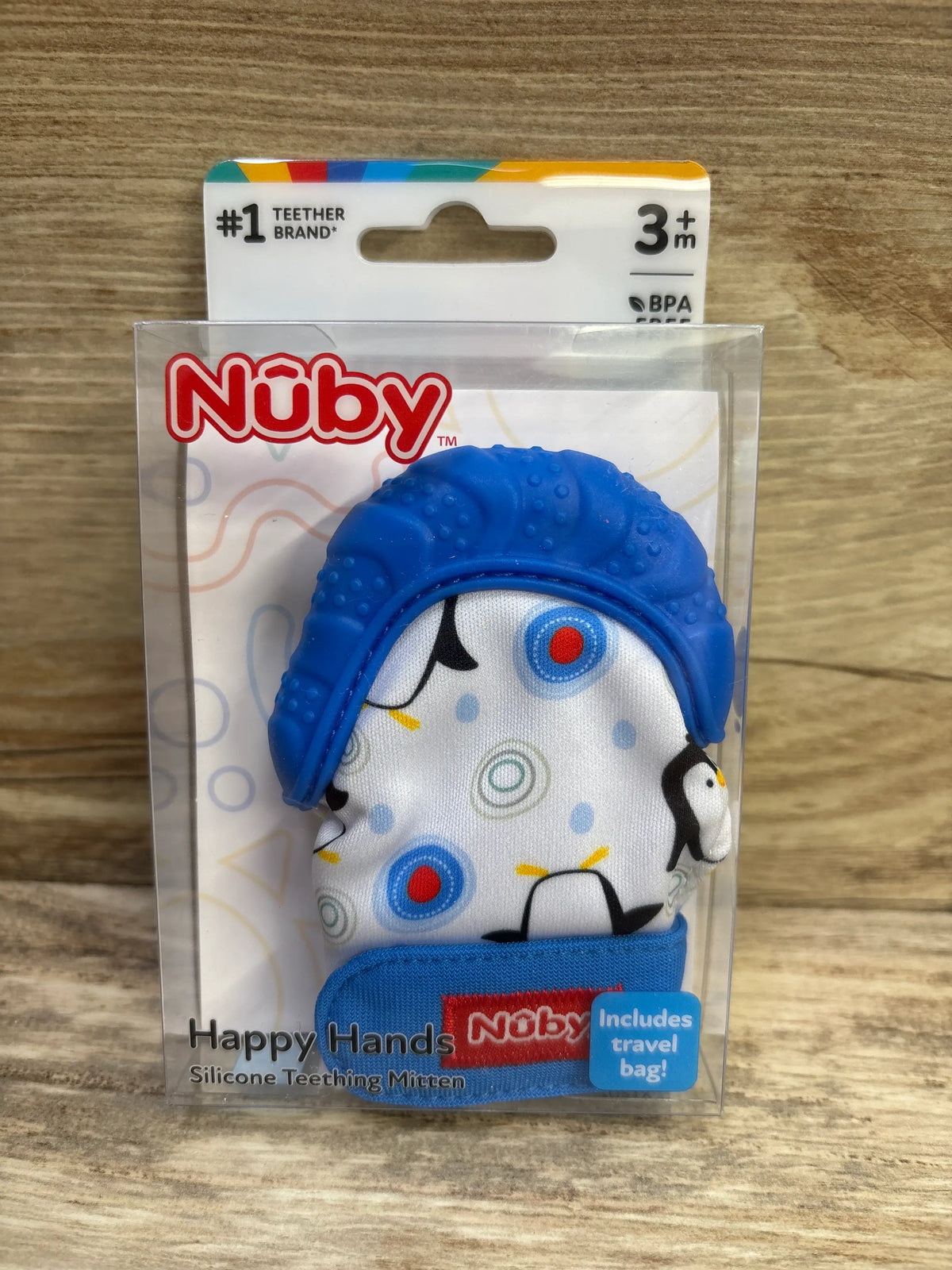 NEW Nuby Happy Hands Penguin Teething Mitten 3m+