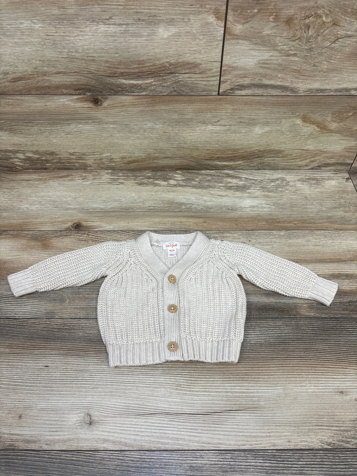 Cat & Jack Knit Button-Up Cardigan Beige sz Newborn