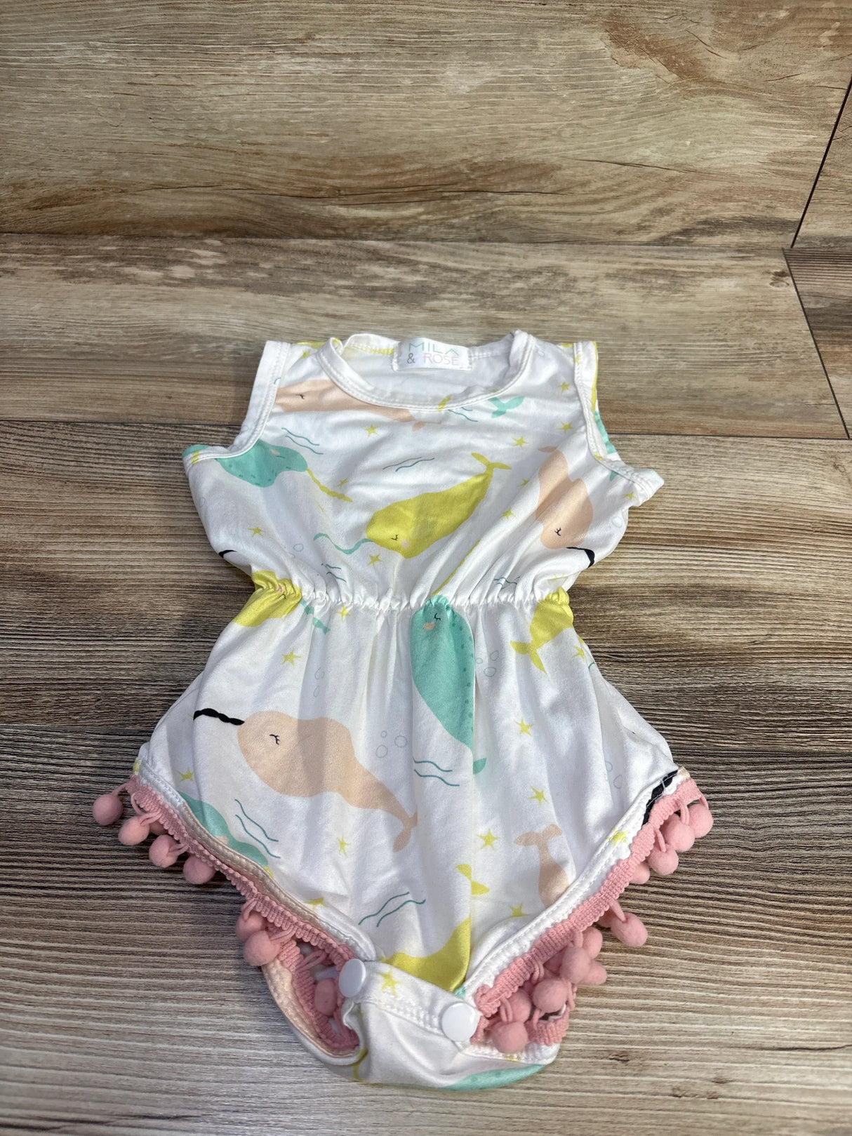 Mila & Rose Pom-Pom Romper White sz 6-12m