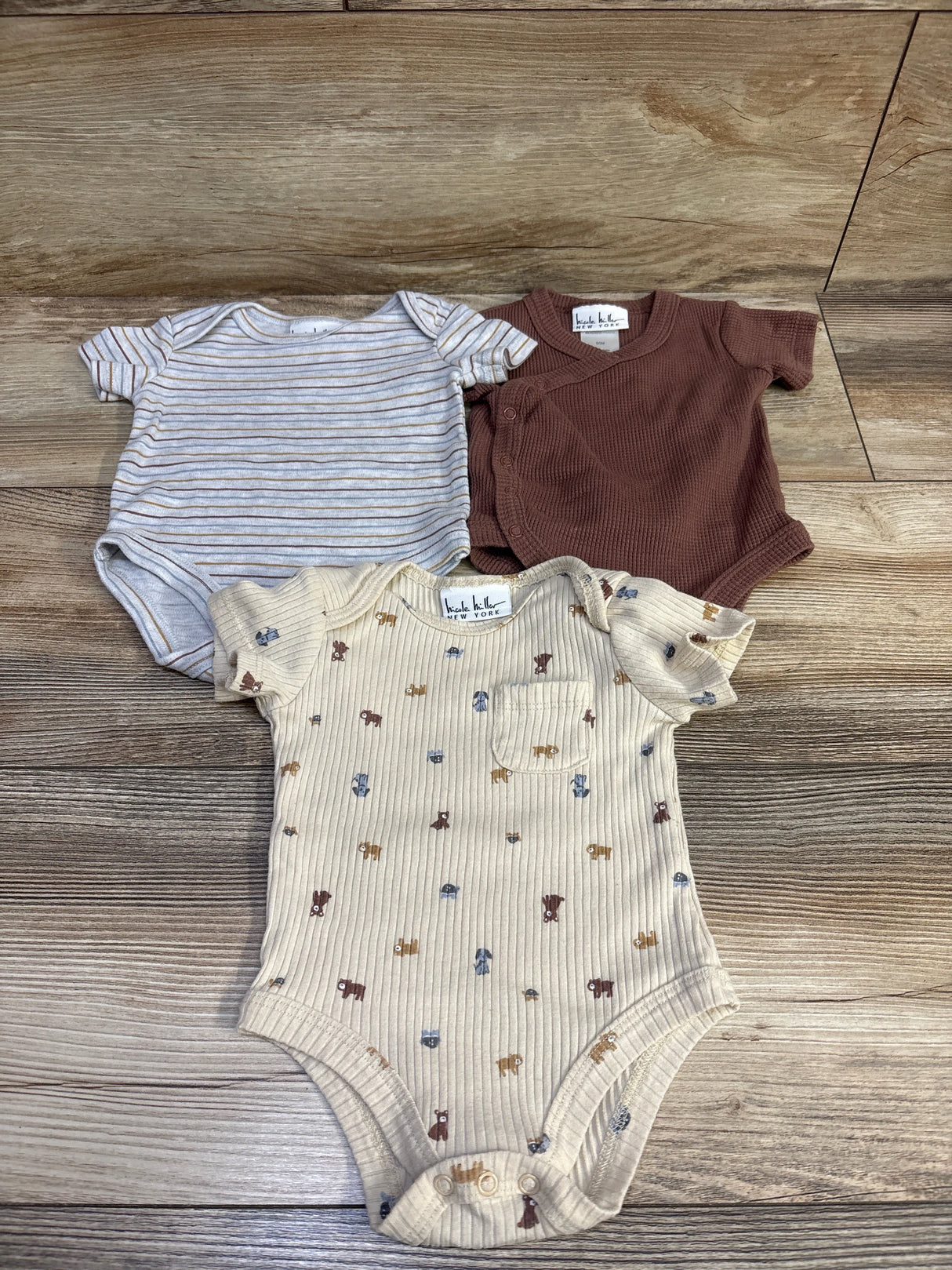 Nicole Miller 3pk Bodysuit Set Brown sz 0/3m