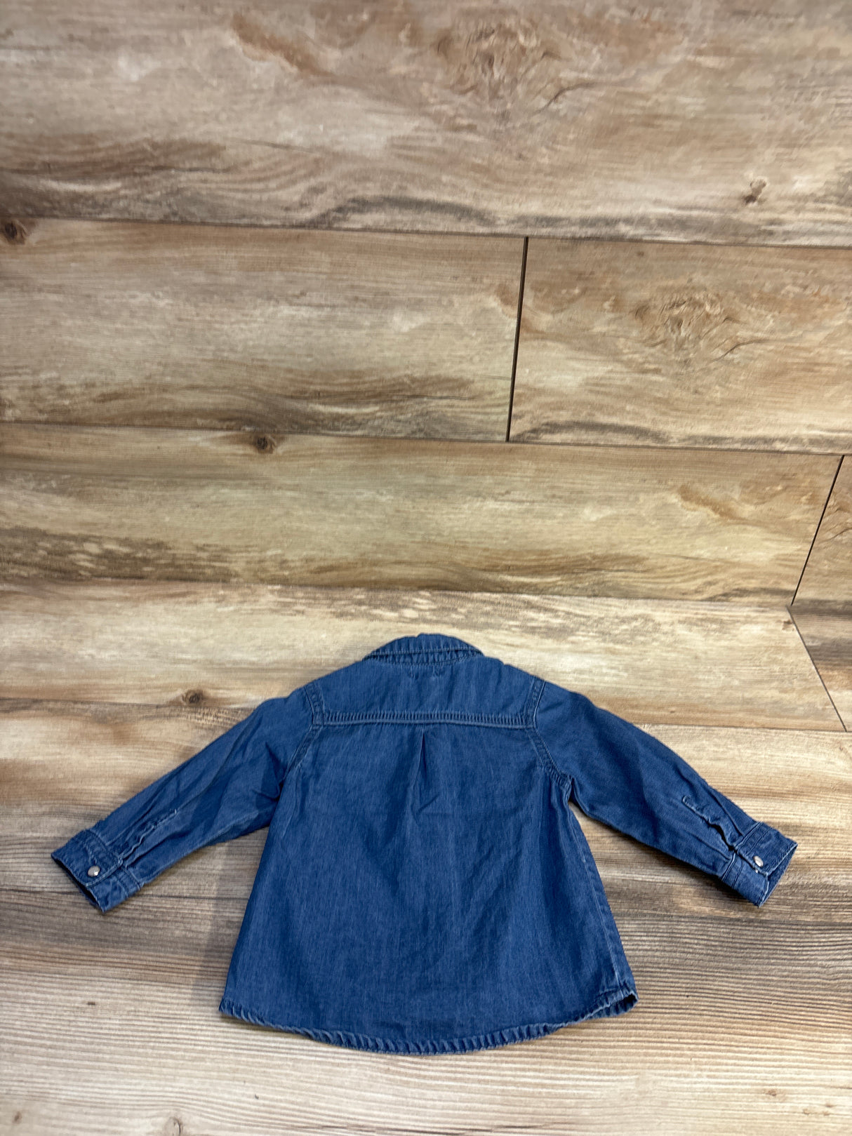 Kiabi Chambray Long Sleeve Button-Up Shirt Blue sz 12m