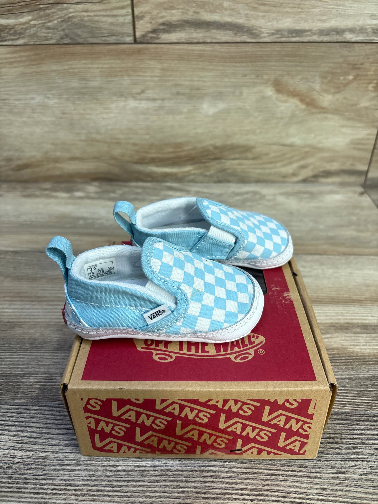 Vans Slip On V Crib Shoes Aquatic Checkerboard sz 3c