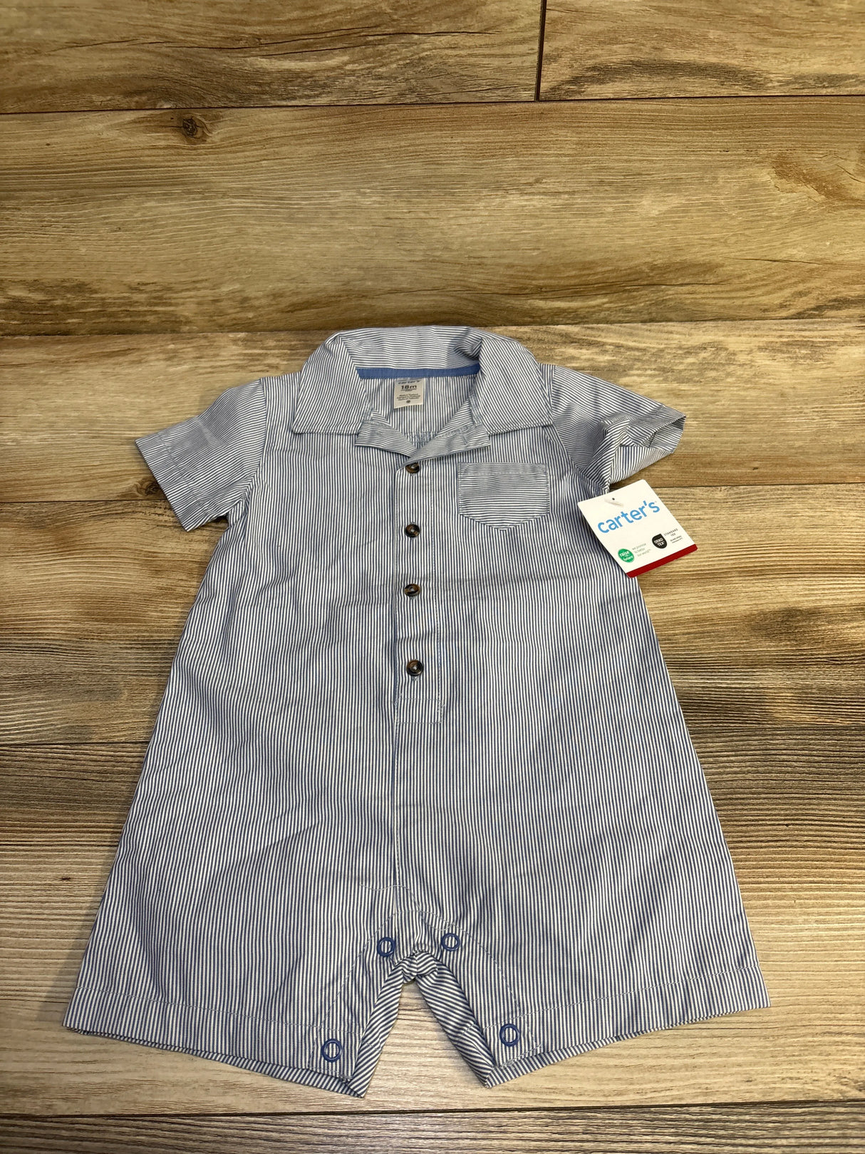 NEW Carter's Striped Polo Romper Blue sz 18m