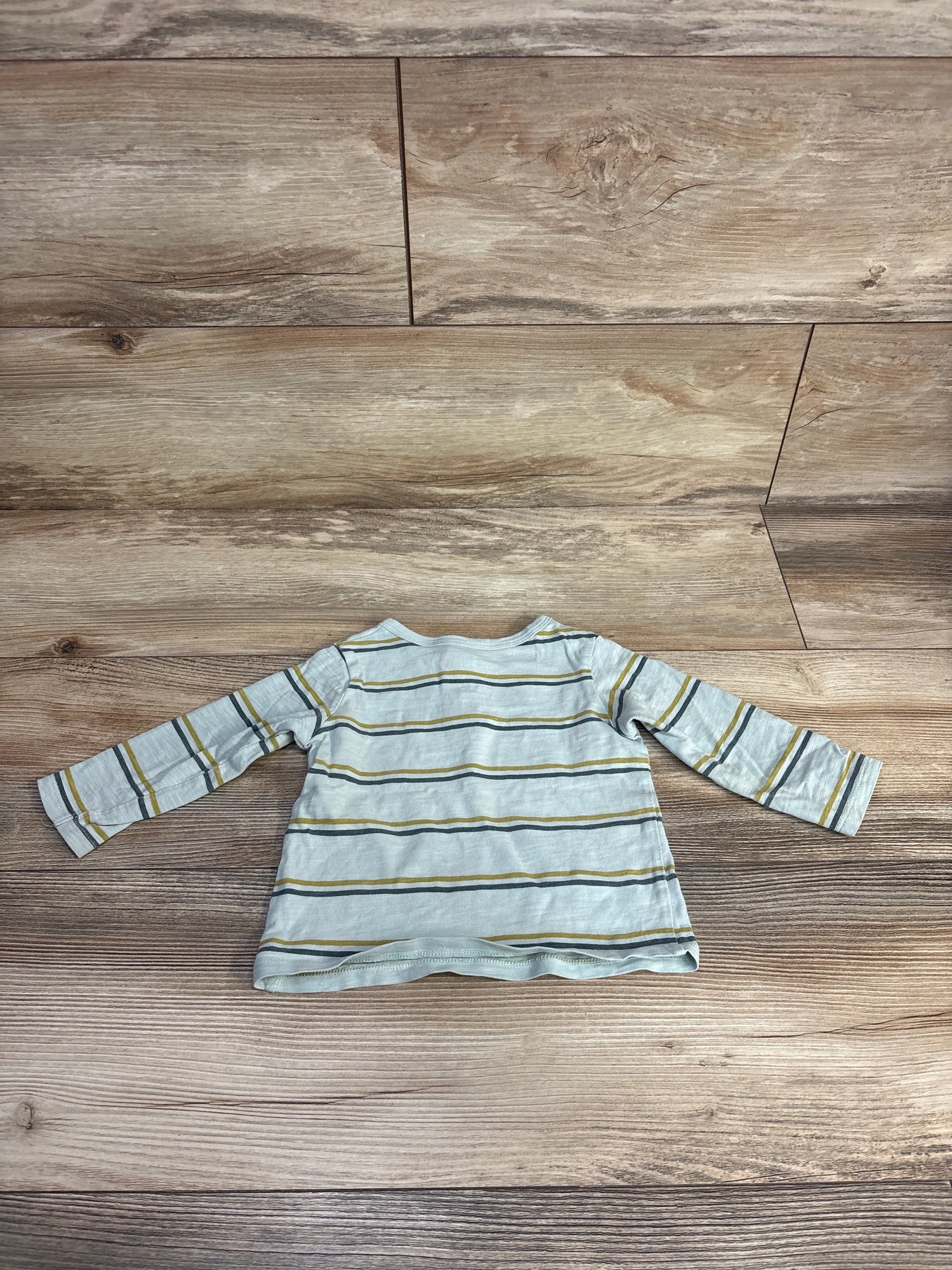 Little Co Striped Henley Long Sleeve Shirt Mint sz 6m