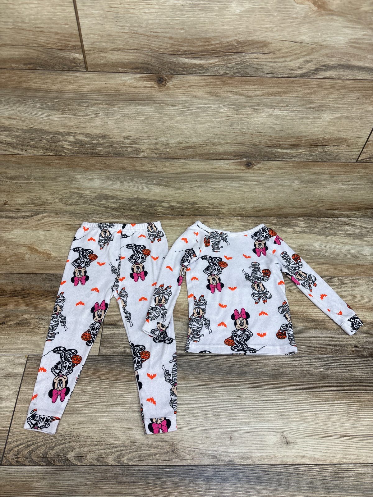 Disney 2pc Minnie Mouse Halloween Pajama Set White sz 2T