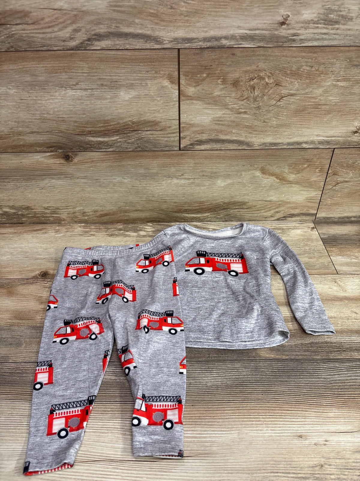 Shein 2pc Firetruck Pajama Set Grey sz 18-24m