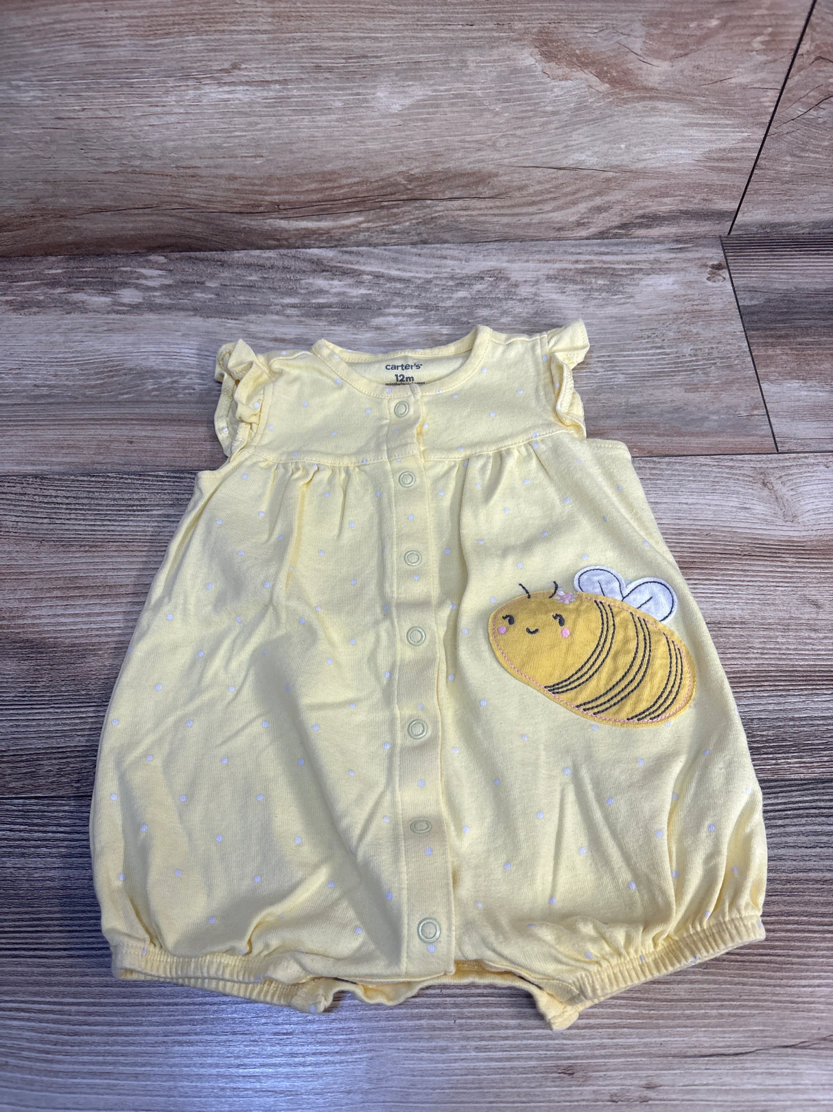 Carter's Polka Dot Bee Bubble Romper Yellow sz 12m